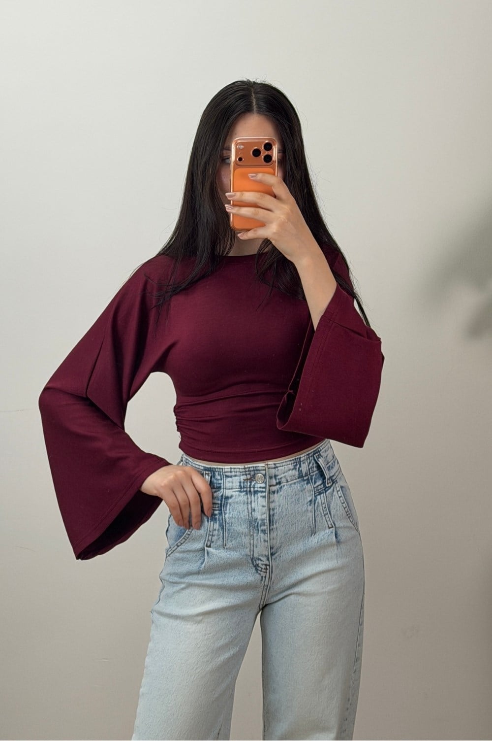 Büzgülü Bluz Bordo