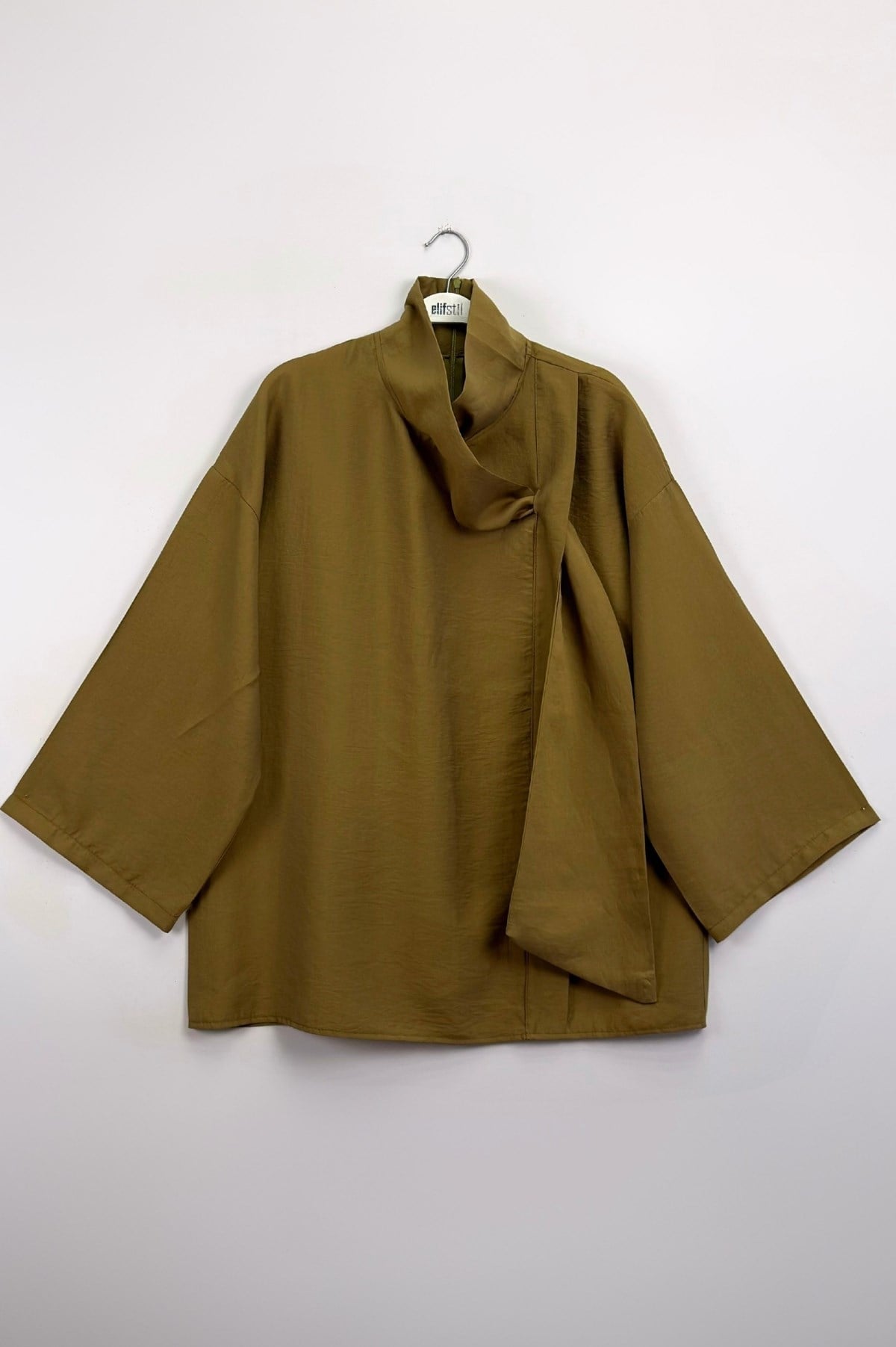 Çapraz Bağlamalı Bluz Olive 
