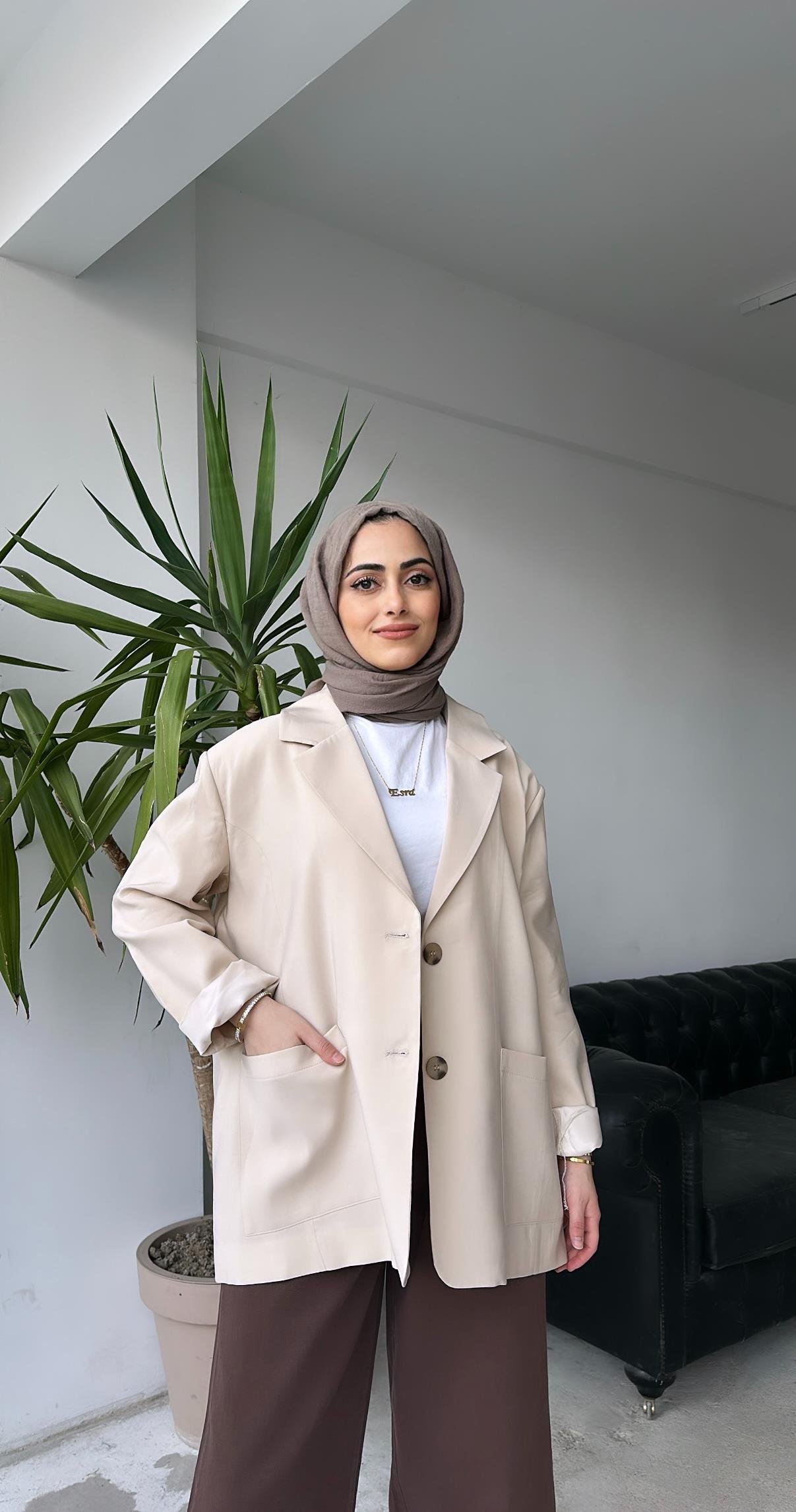 Cepli Blazer Ceket Bej