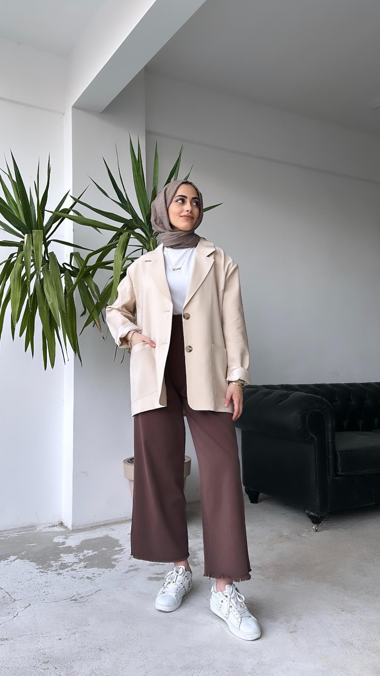 Cepli Blazer Ceket Bej