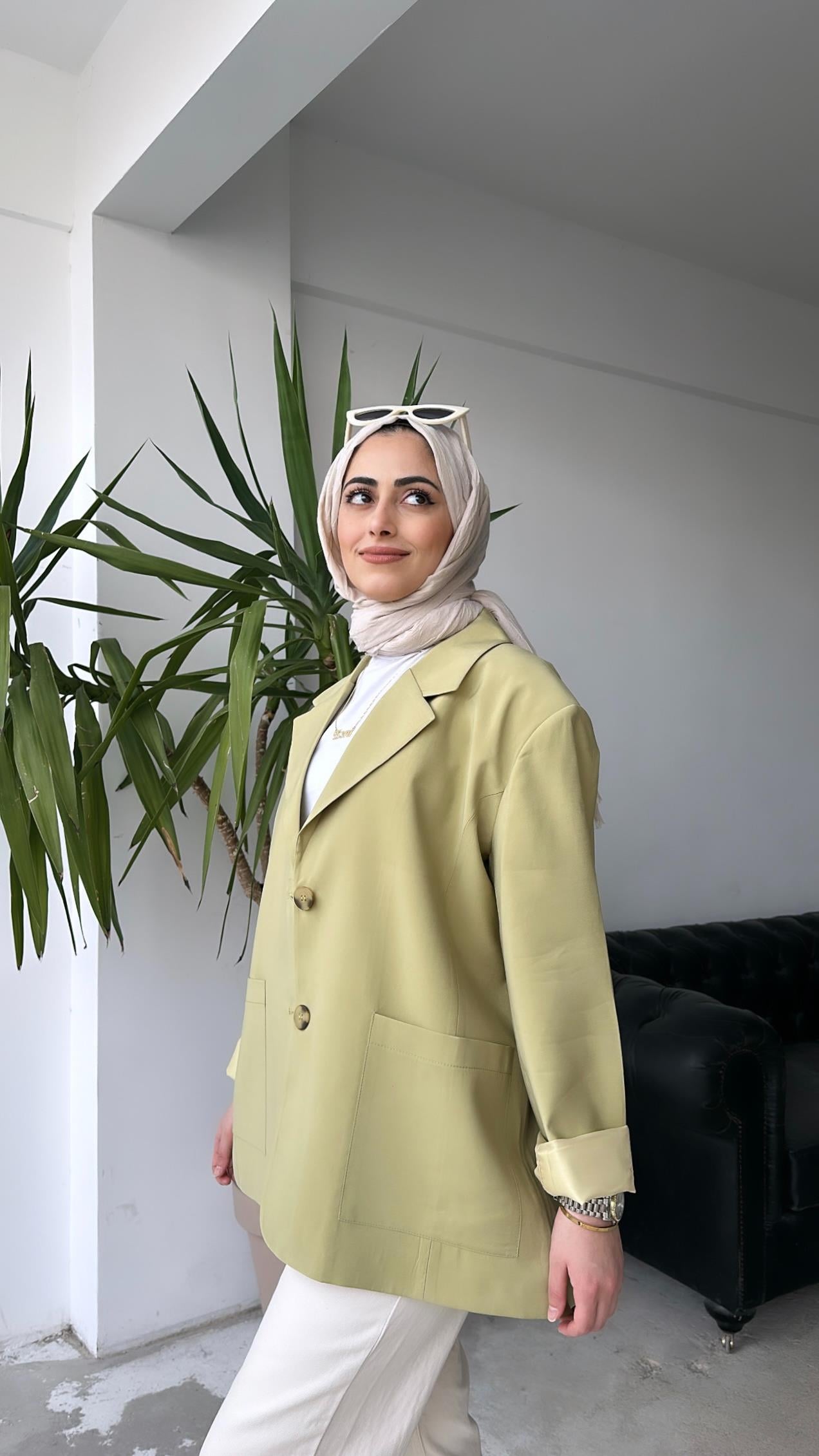 Cepli Blazer Ceket Yağ Yeşili