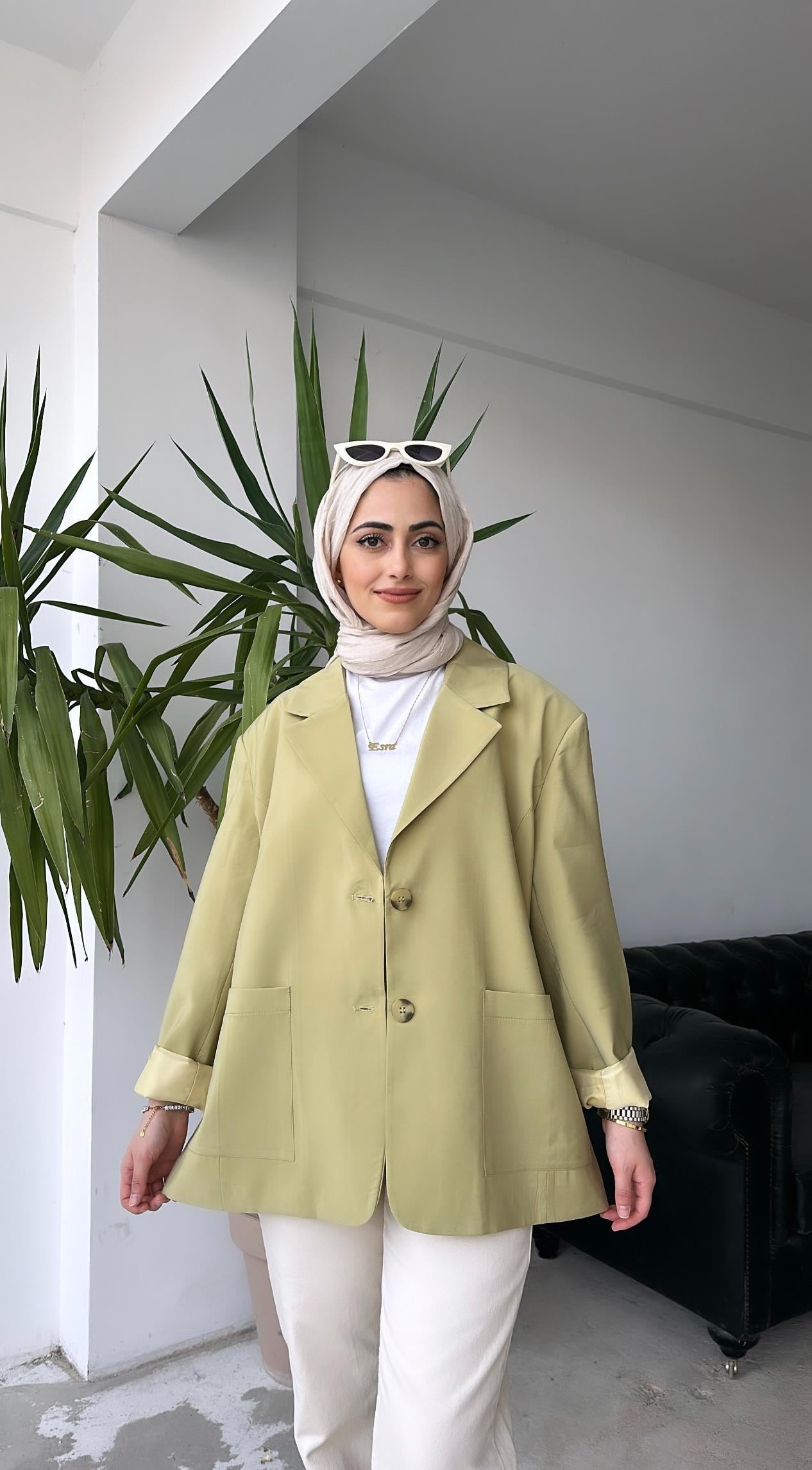 Cepli Blazer Ceket Yağ Yeşili