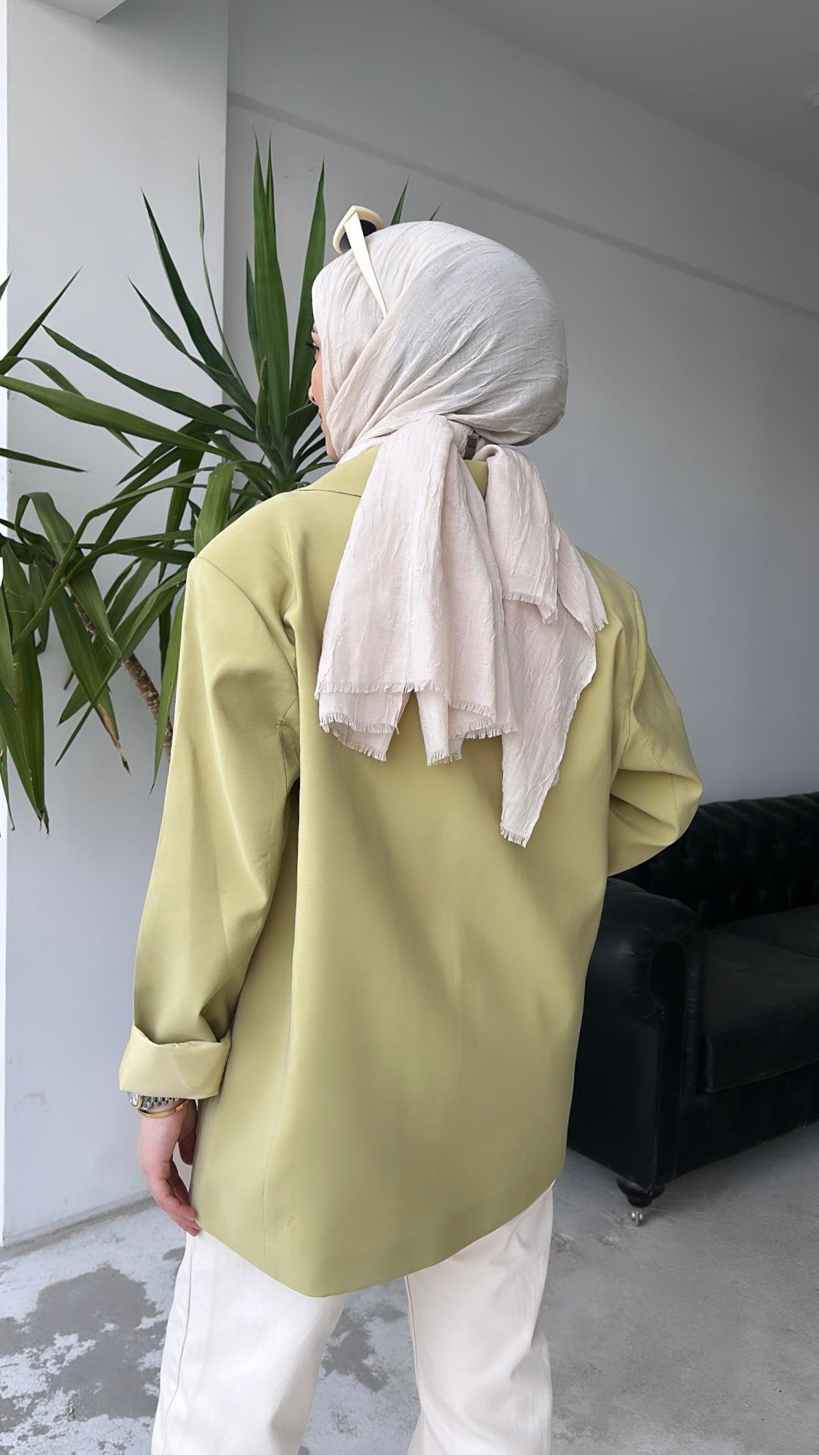 Cepli Blazer Ceket Yağ Yeşili