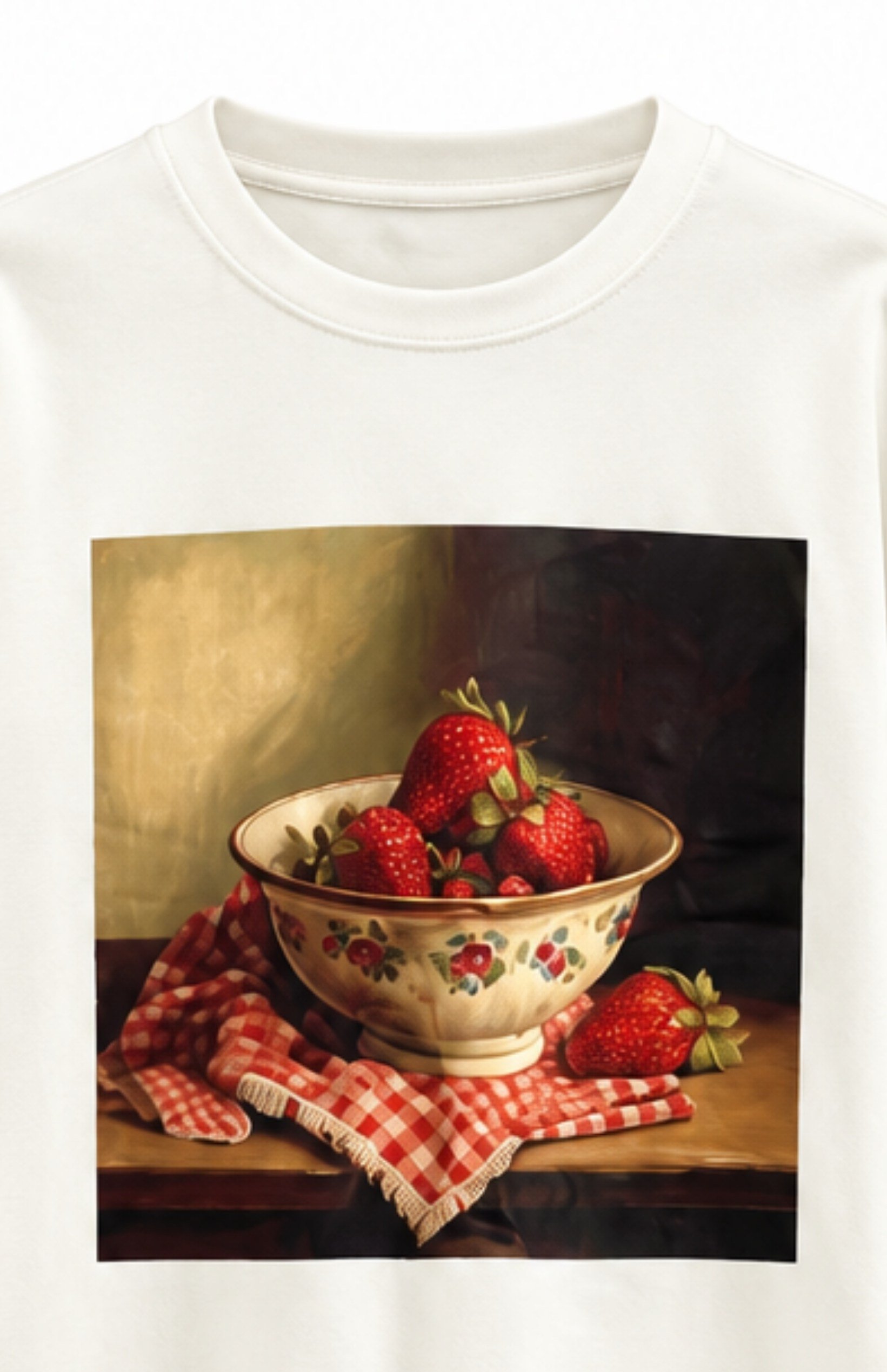 Çilek Baskılı Sweatshirt Ekru 