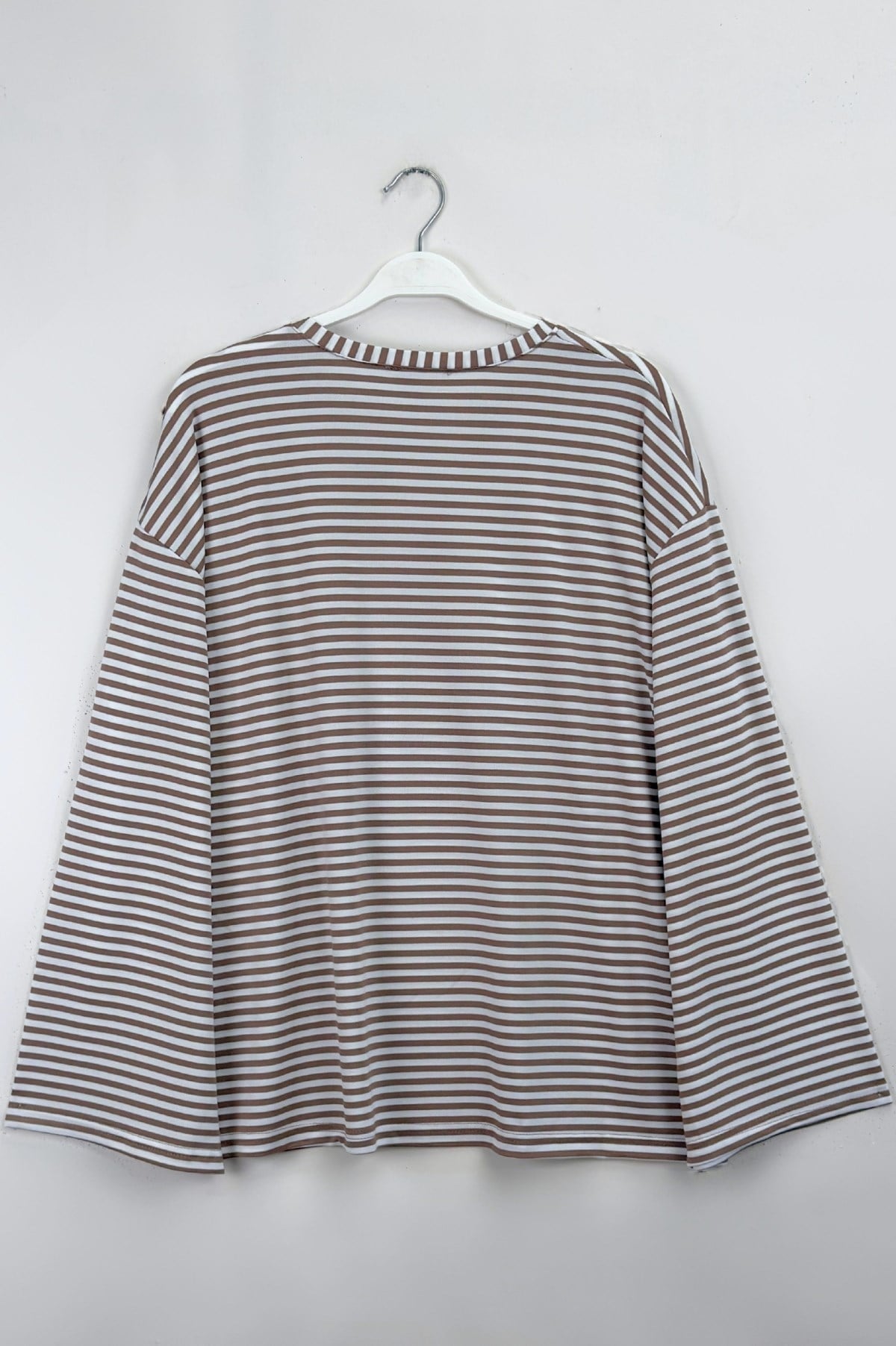 Çizgili Basic Sweat Bej