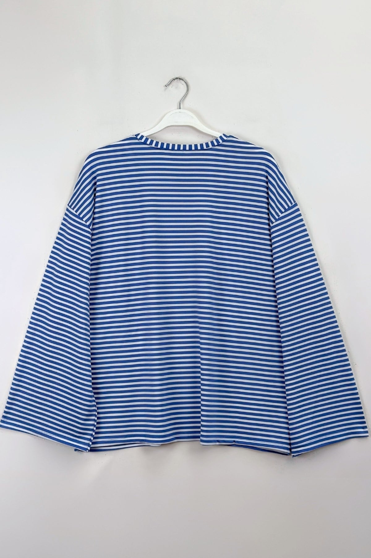 Çizgili Basic Sweat Mavi