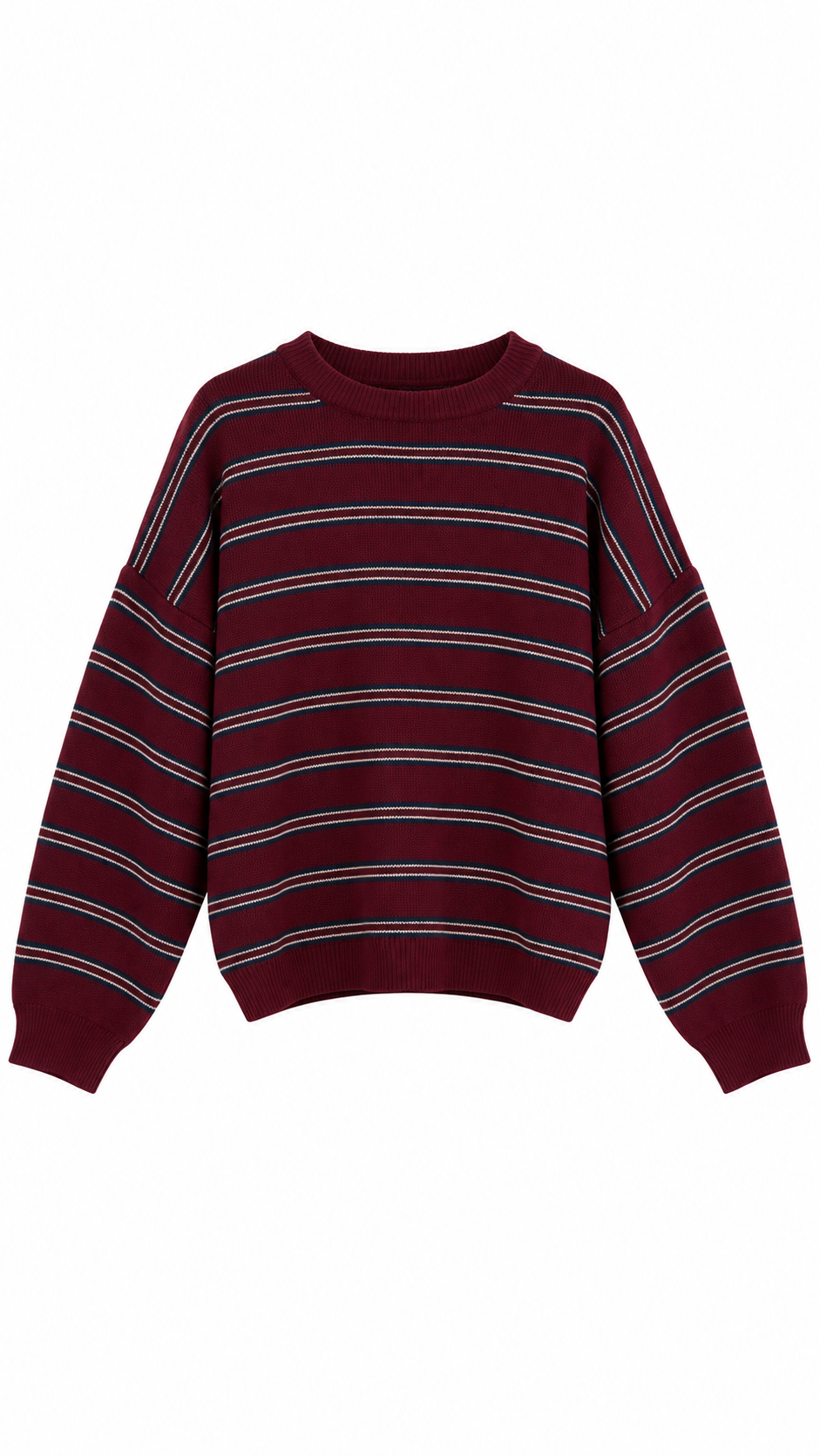 Çizgili Triko Tunik Bordo