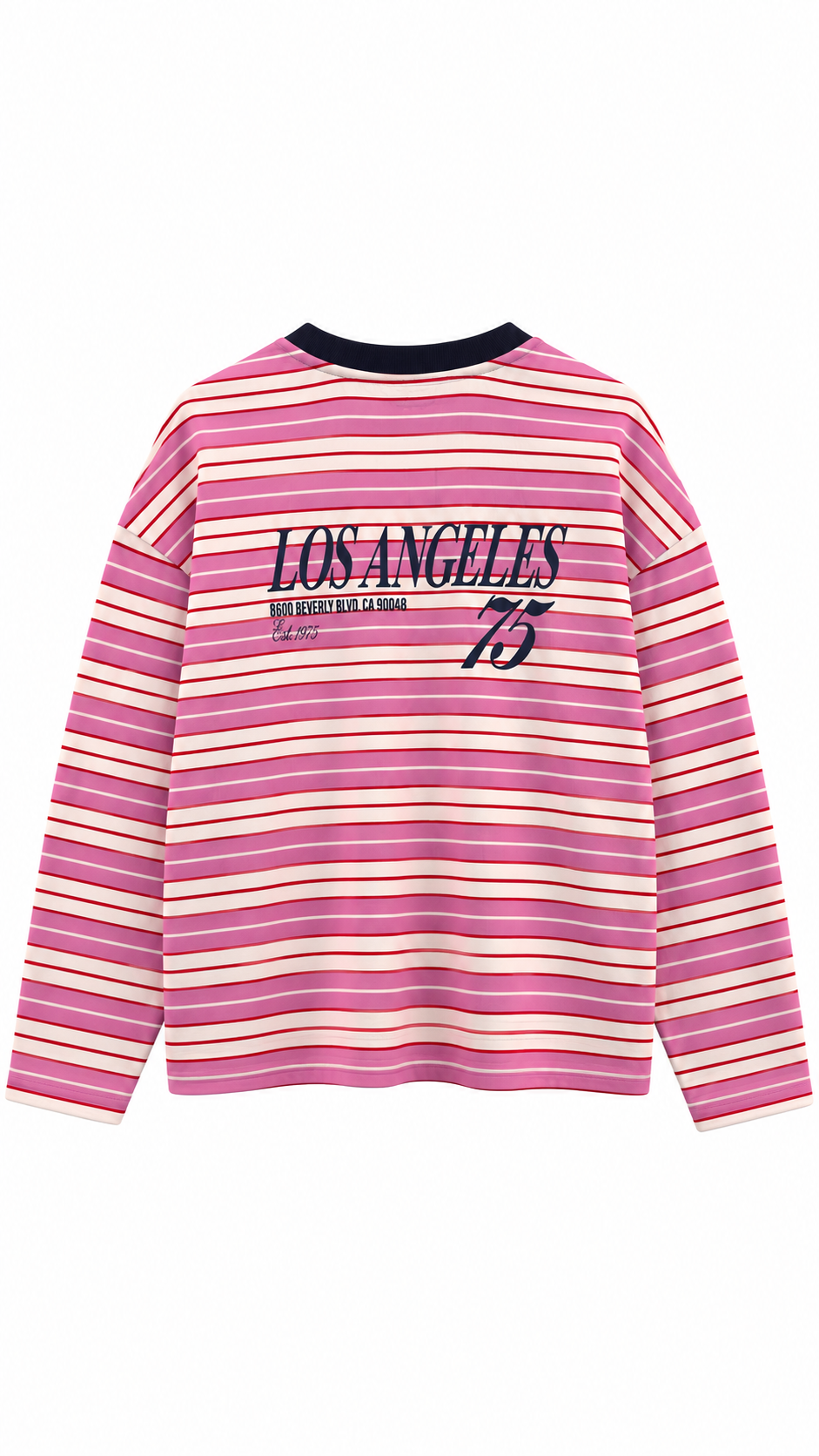 Çizgili Yazılı Sweat Pembe