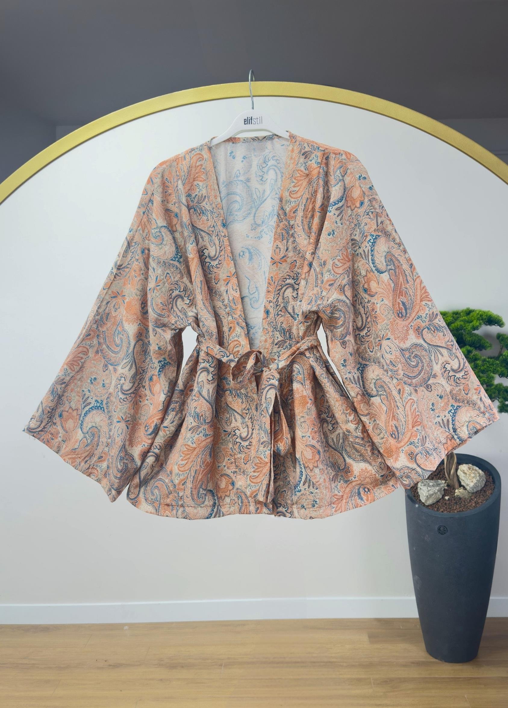 Desenli Kimono Turuncu