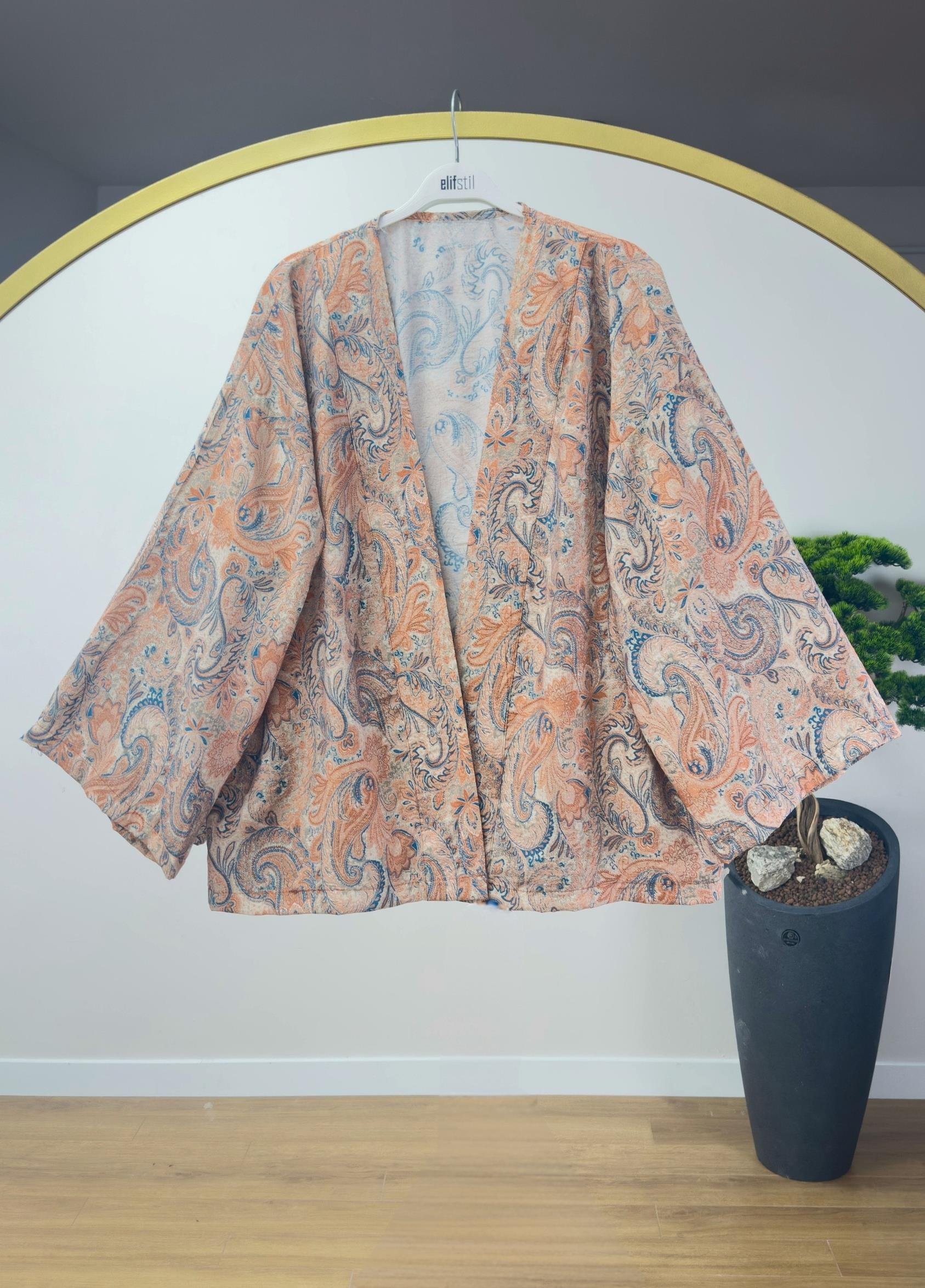 Desenli Kimono Turuncu