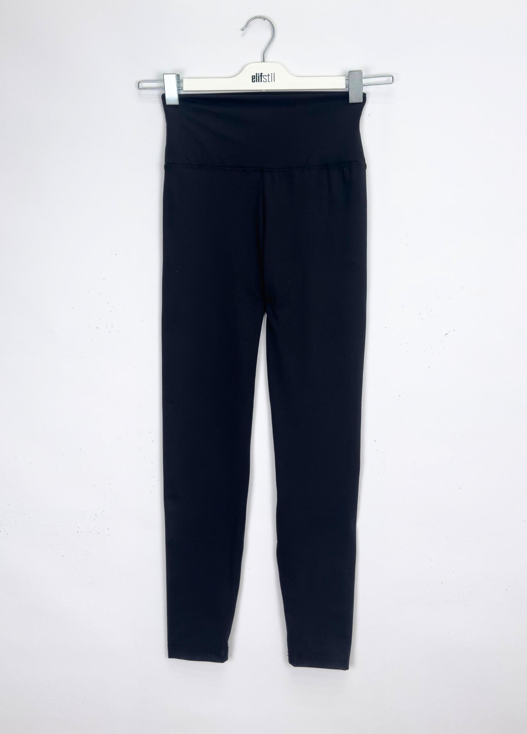 Düz Sporcu Tayt Siyah 