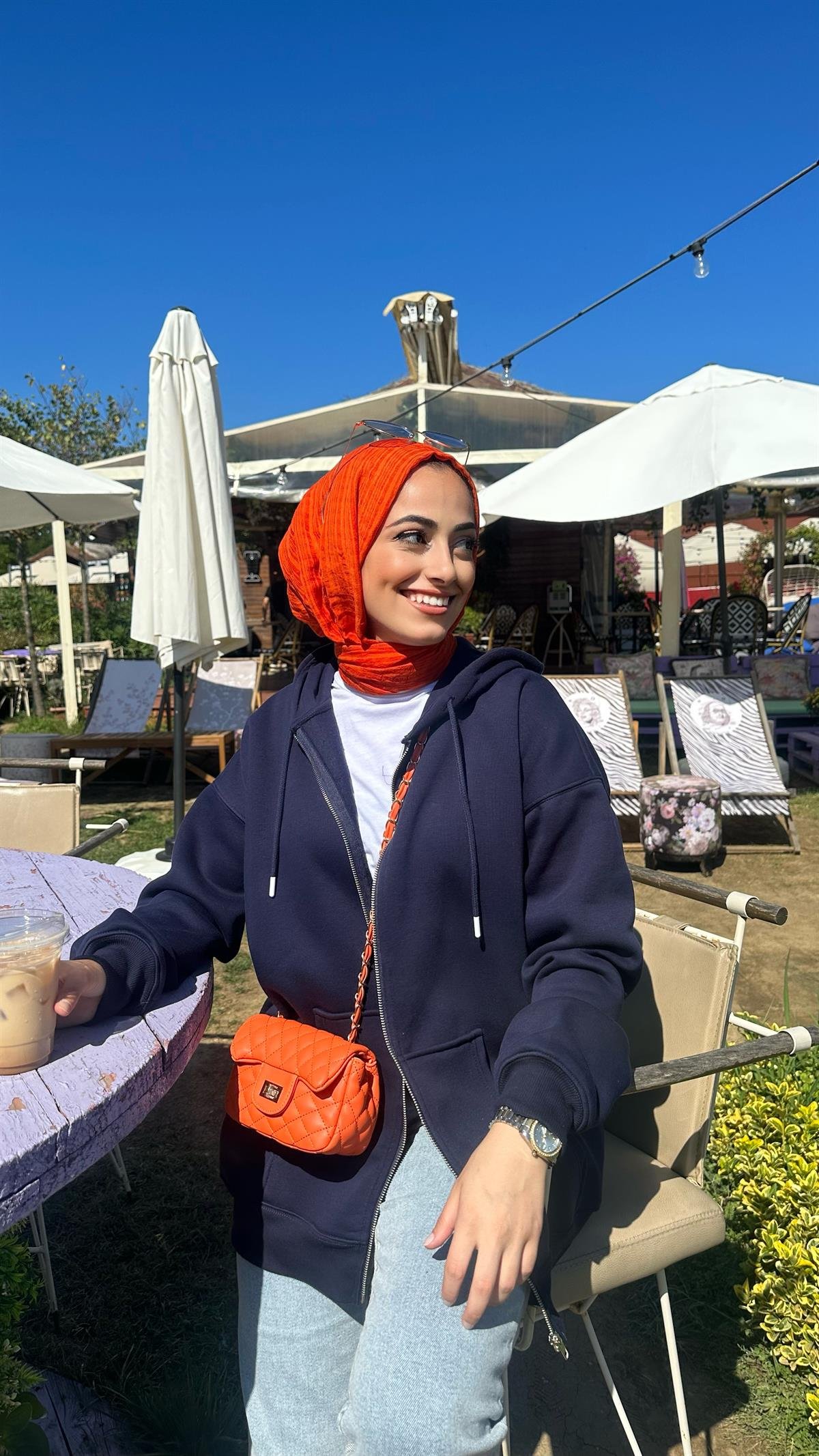 Fermuarlı Kapşonlu Hırka Lacivert