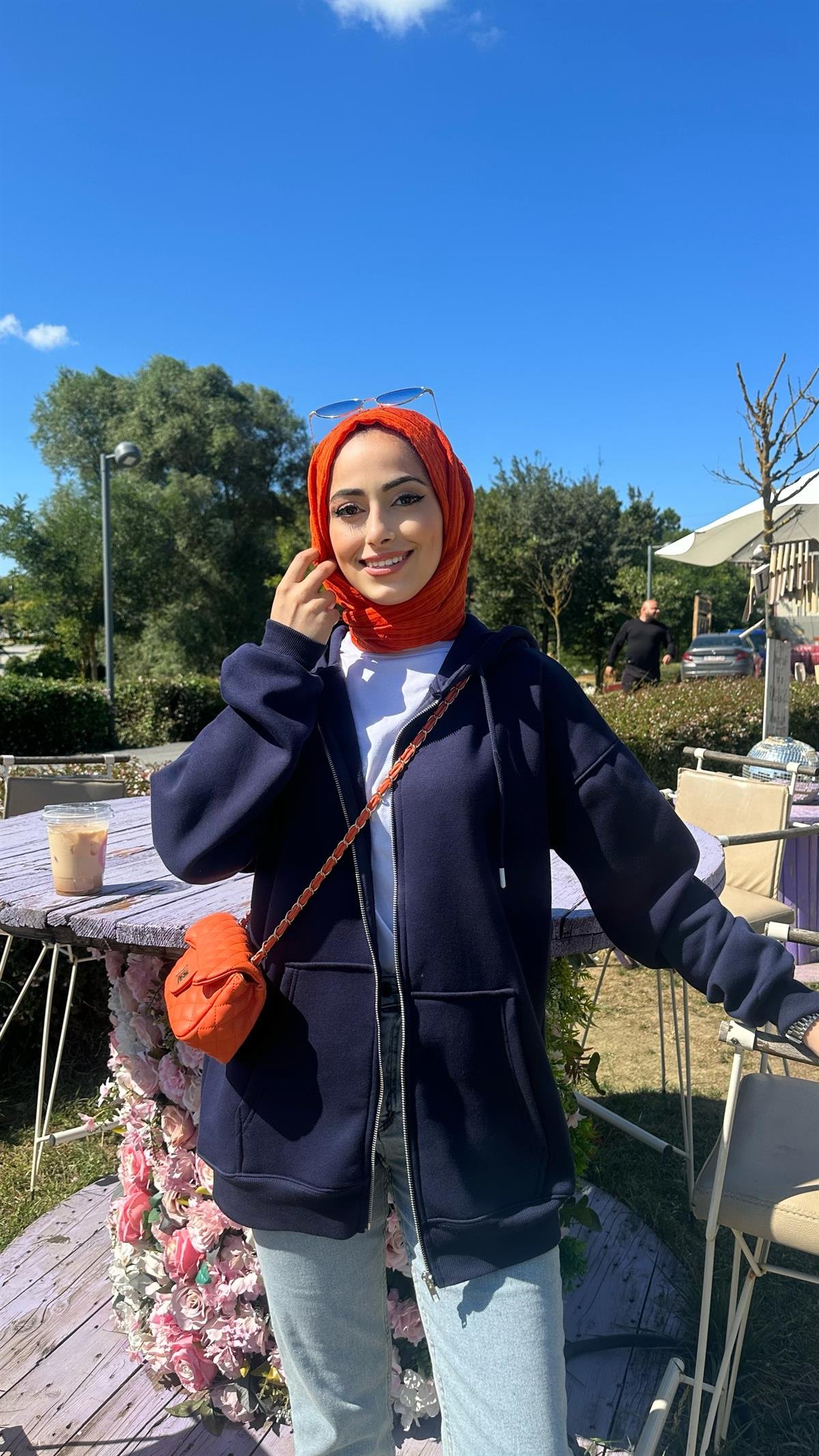 Fermuarlı Kapşonlu Hırka Lacivert