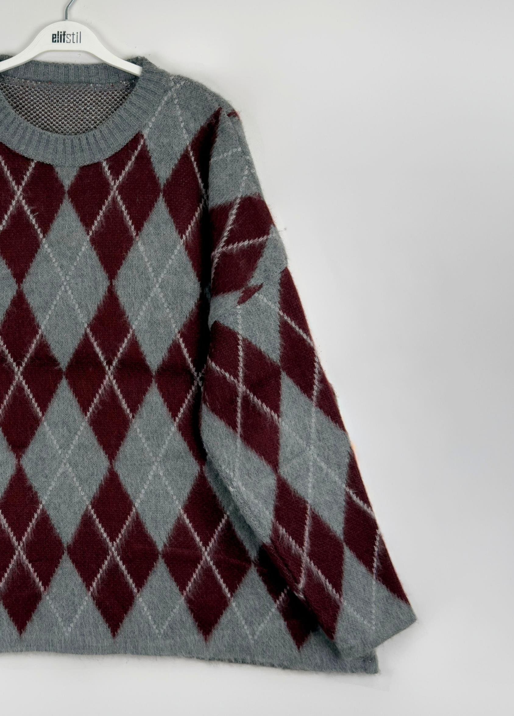 Ferona Baklava Desen Kazak Bordo