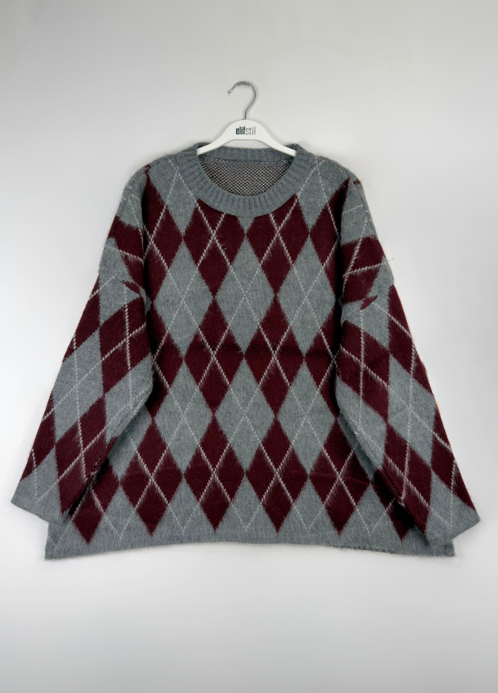 Ferona Baklava Desen Kazak Bordo