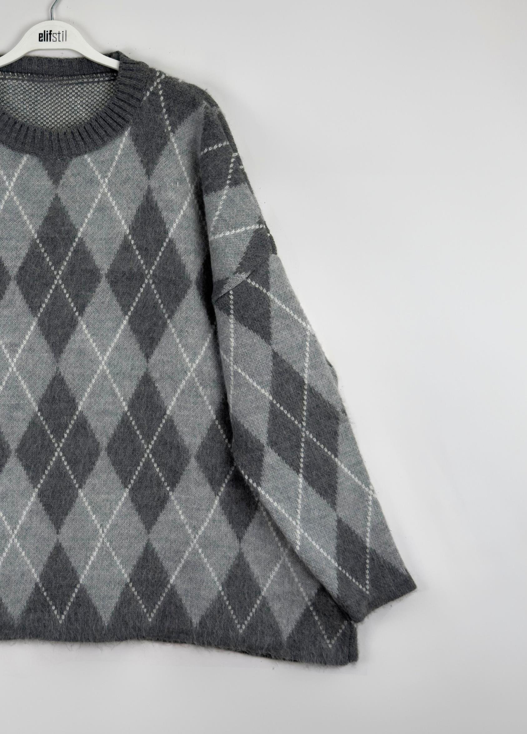 Ferona Baklava Desen Kazak Gri