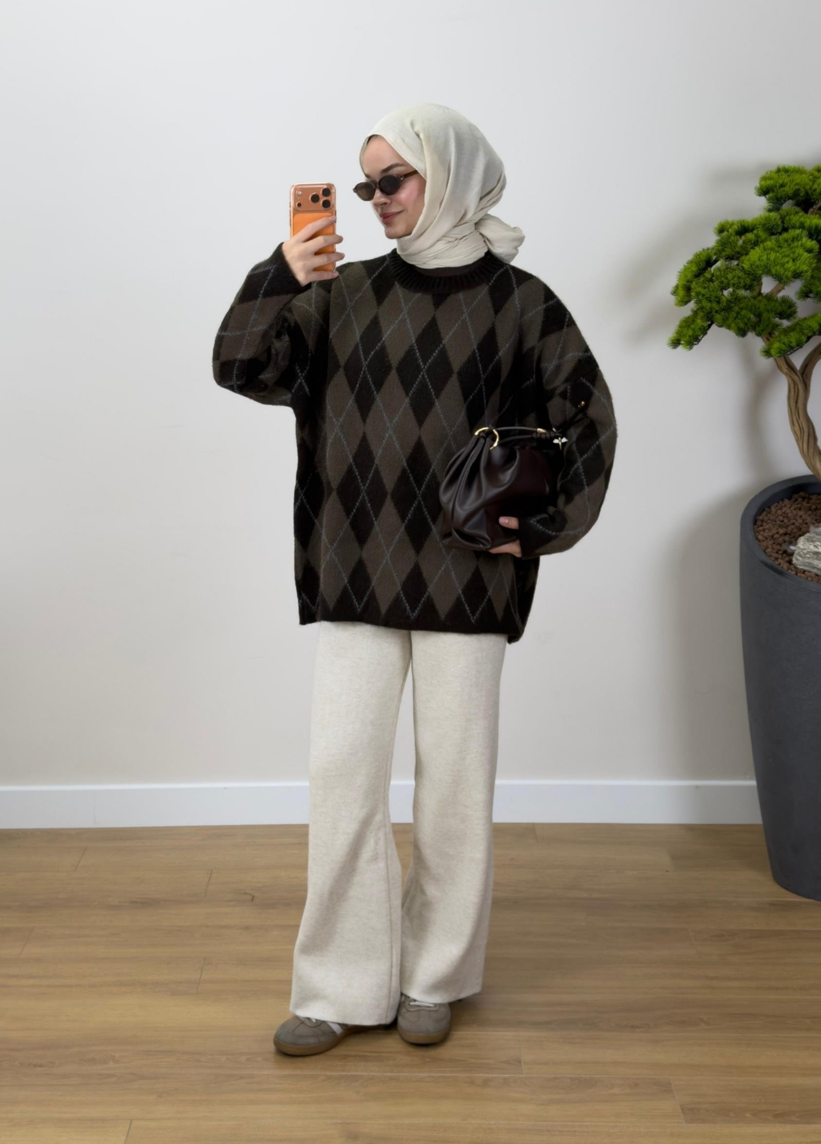 Ferona Baklava Desen Kazak Kahve