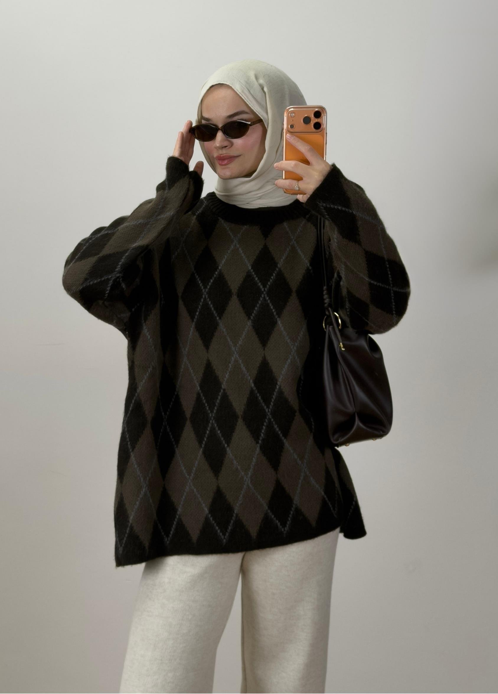 Ferona Baklava Desen Kazak Kahve