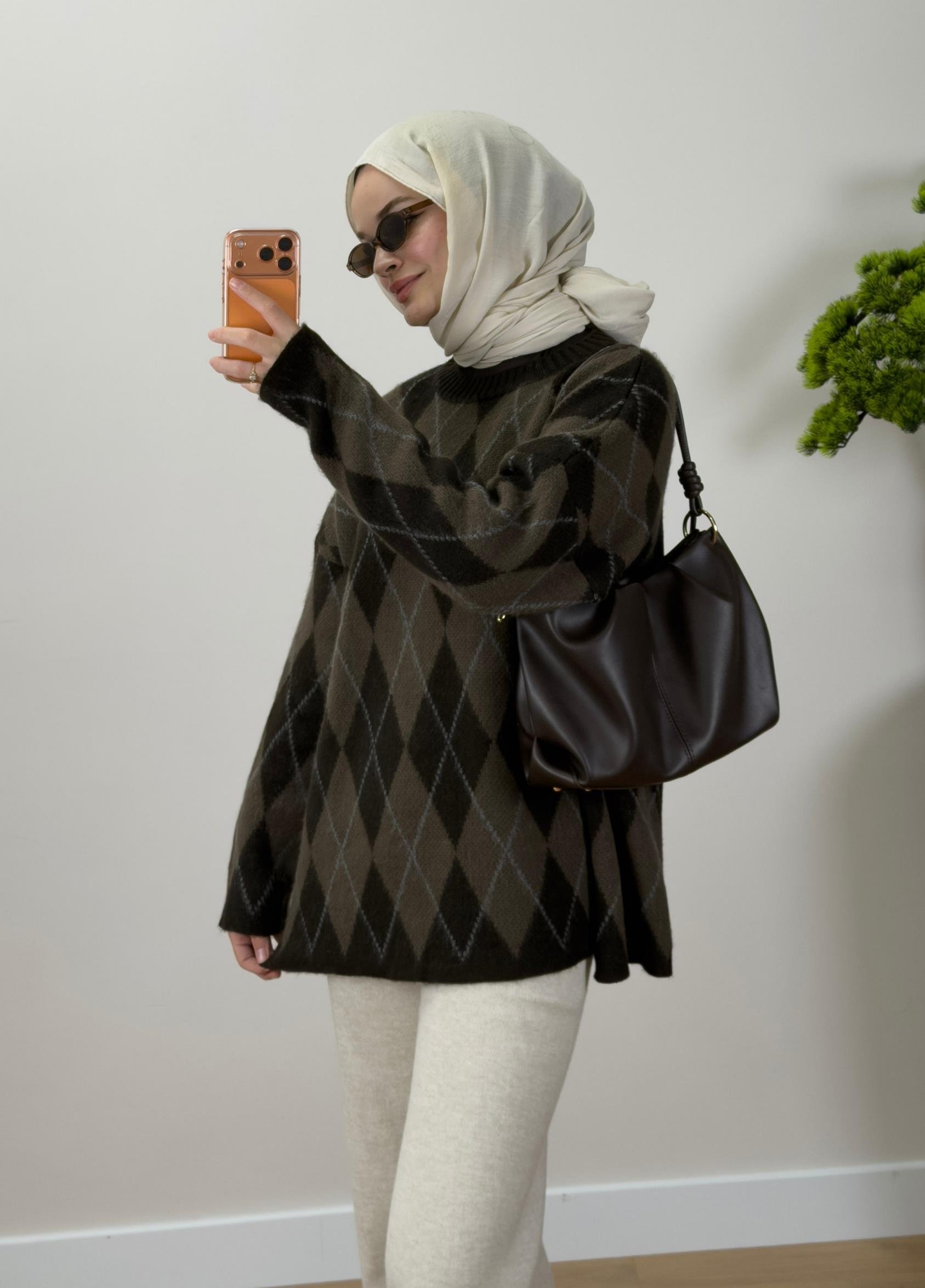 Ferona Baklava Desen Kazak Kahve