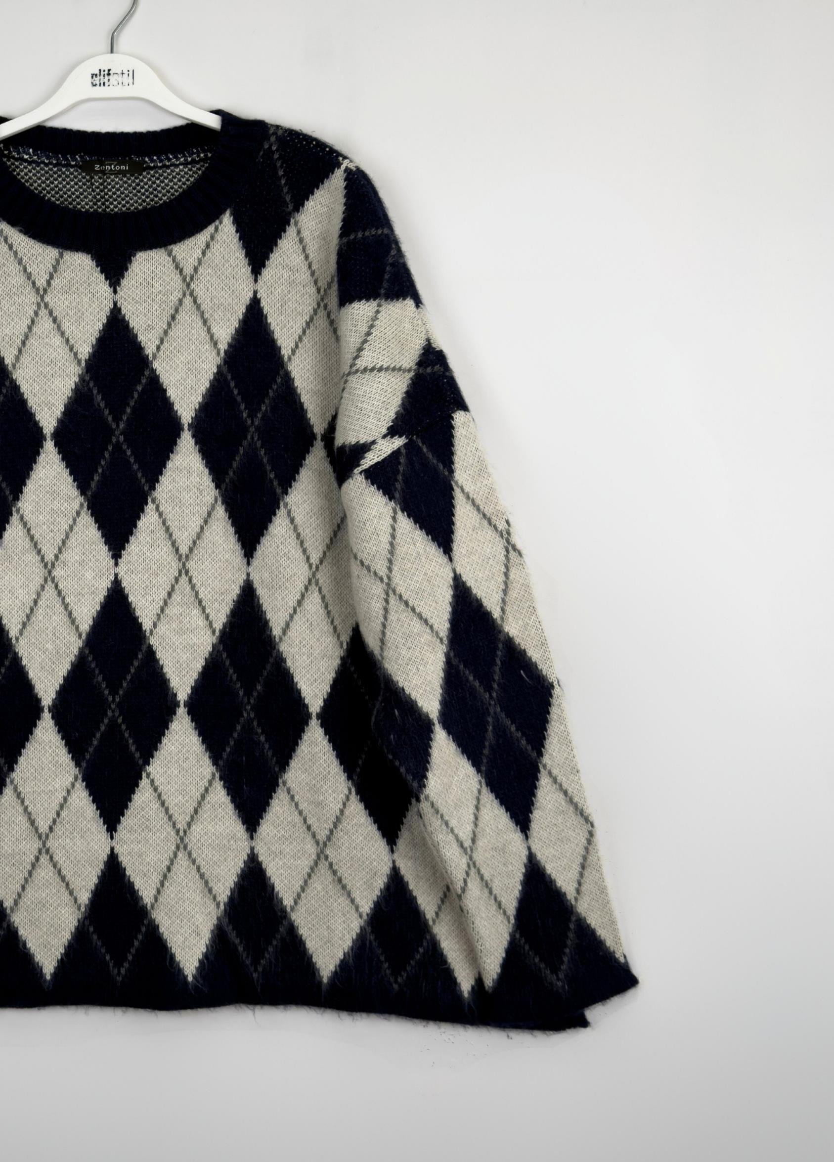 Ferona Baklava Desen Kazak Lacivert