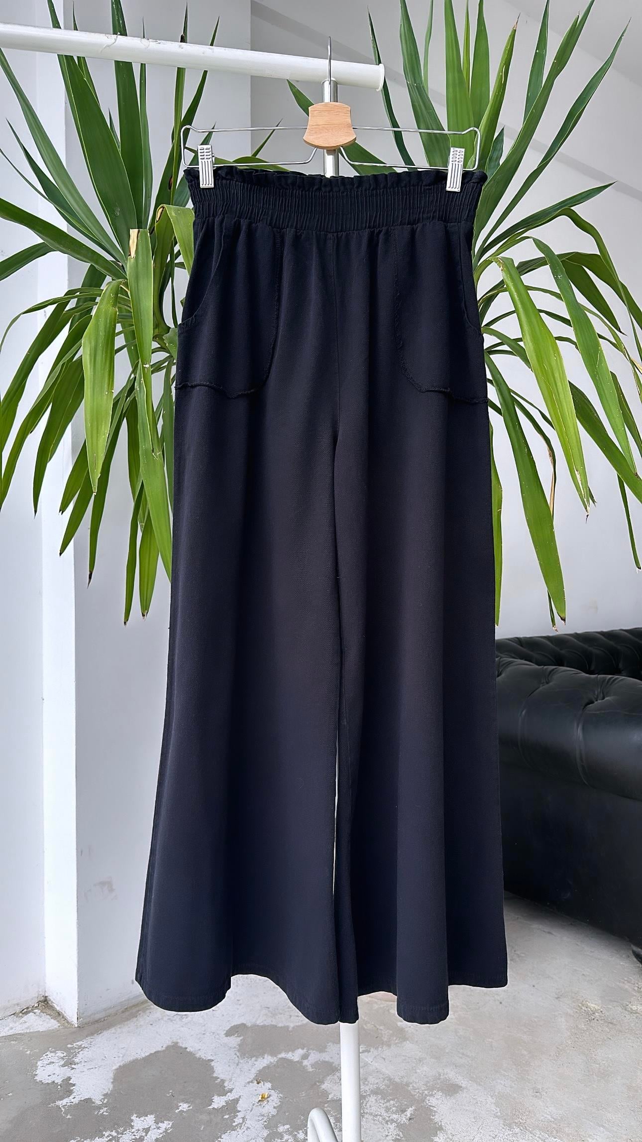 Gabardin Bol Pantolon Siyah 