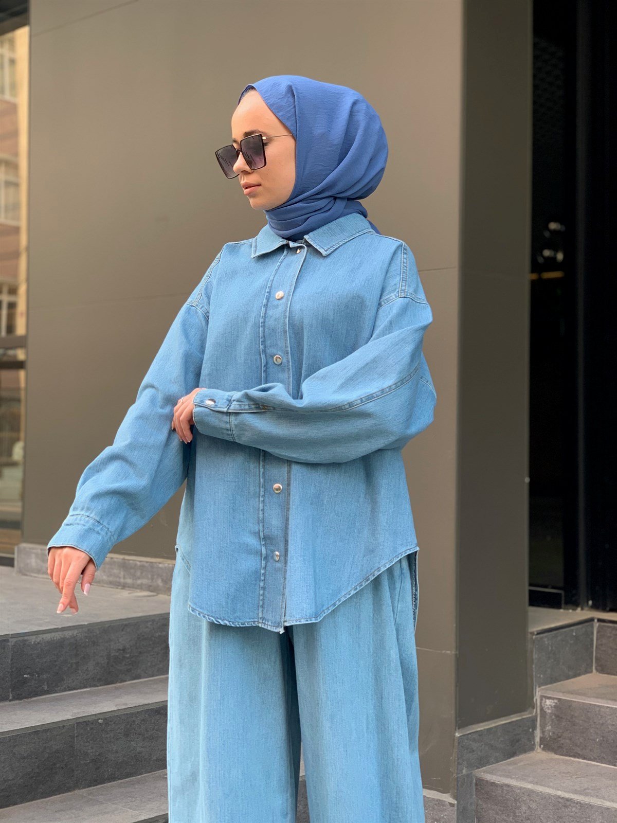 Gabardin İkili Takım Açık Mavi