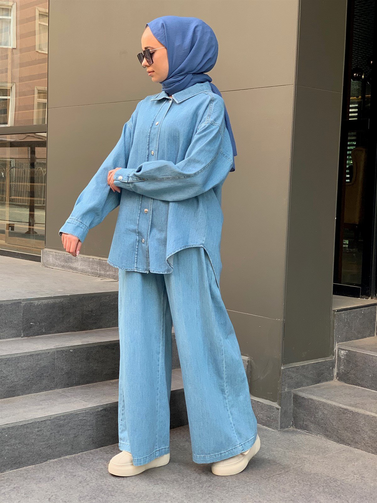 Gabardin İkili Takım Açık Mavi