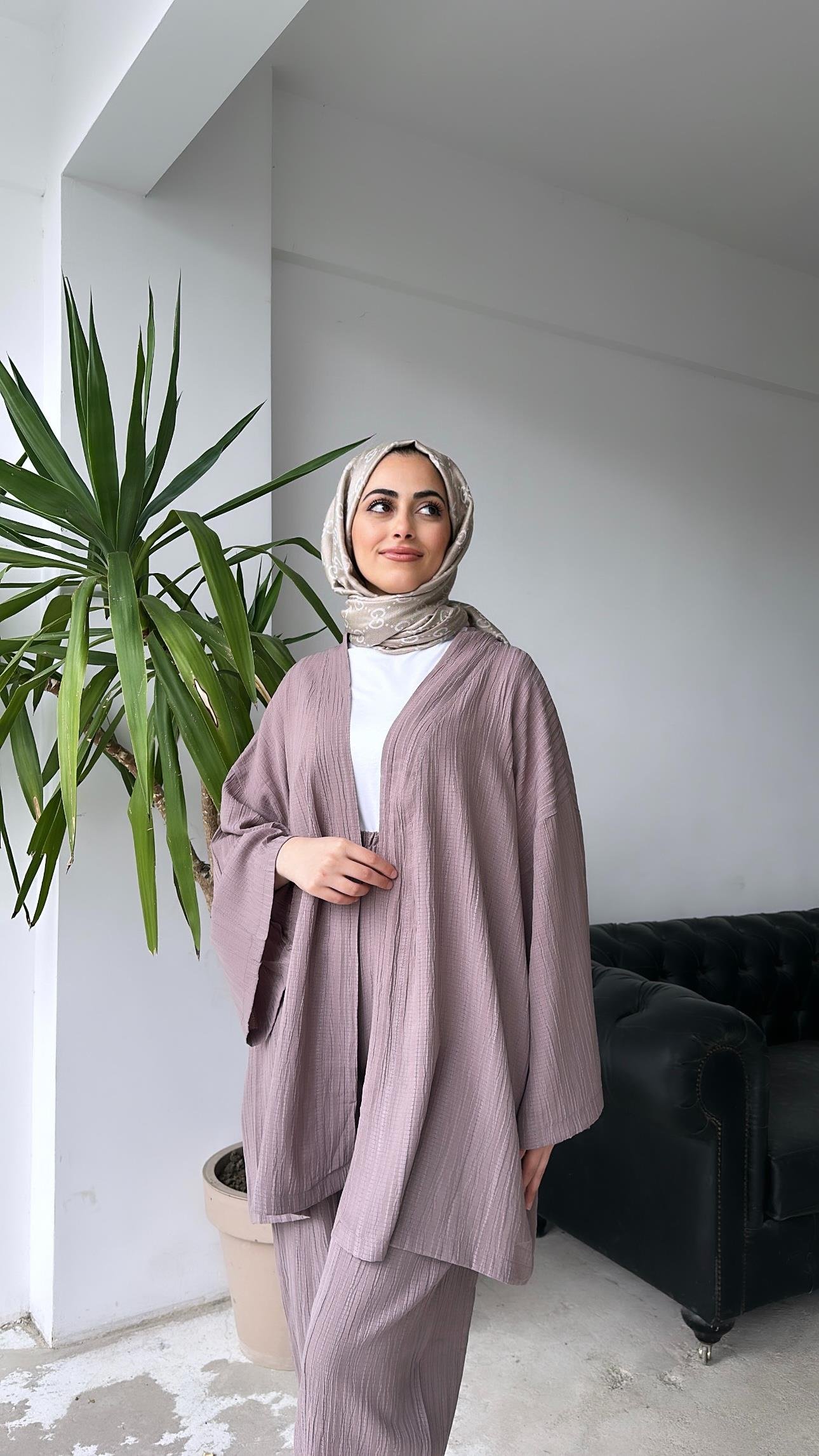 Gofre Kimono Takım Vizon