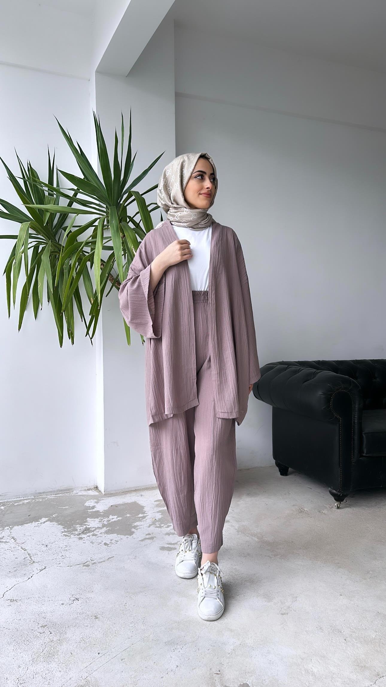 Gofre Kimono Takım Vizon