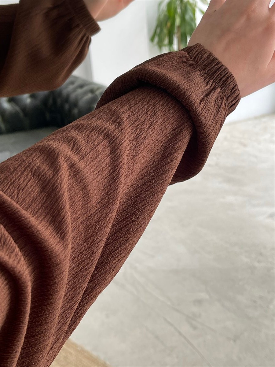 Kapşonlu Armalı Sweat Kahve