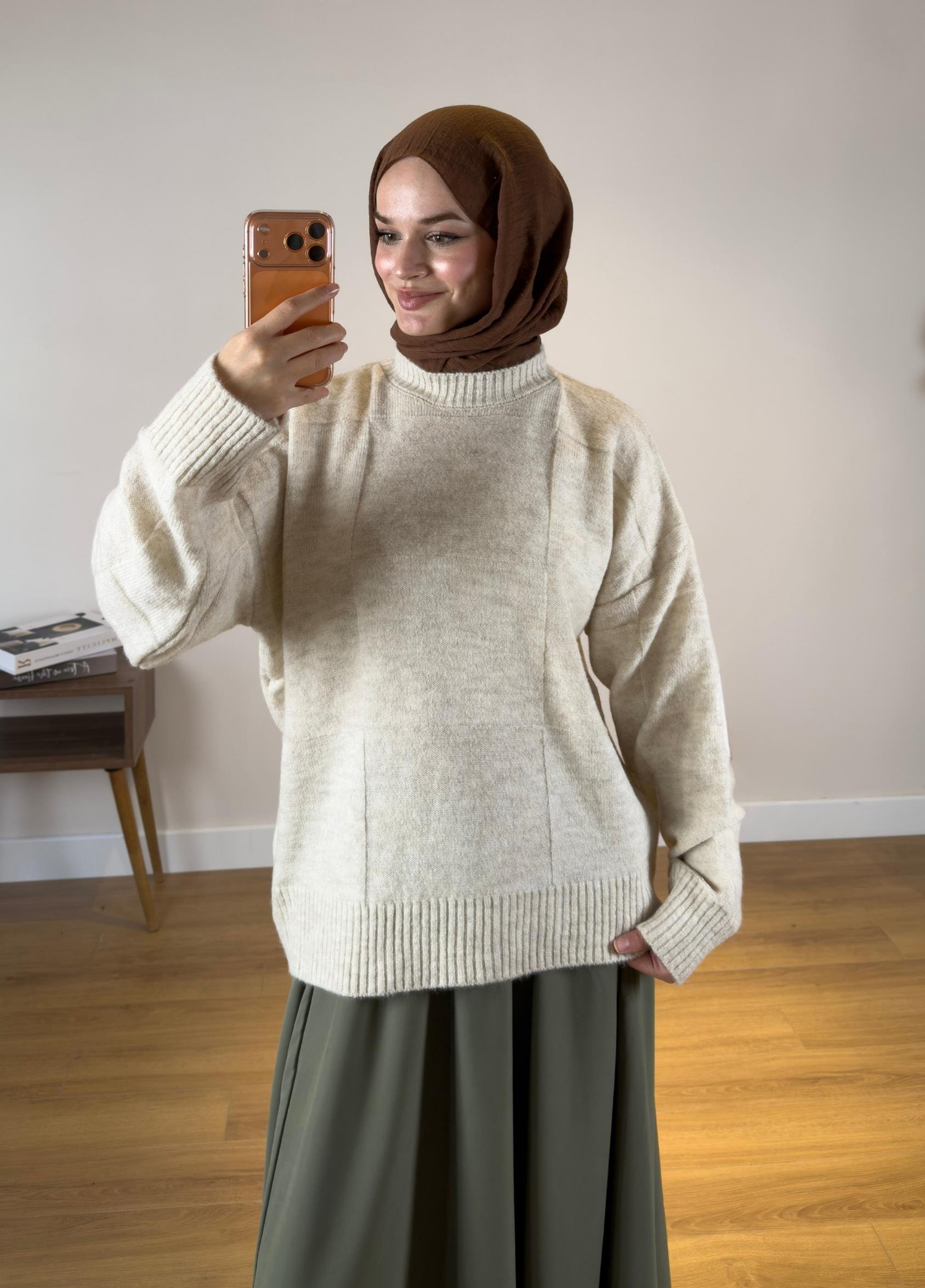 Kare desen Basıc Kazak Bej 