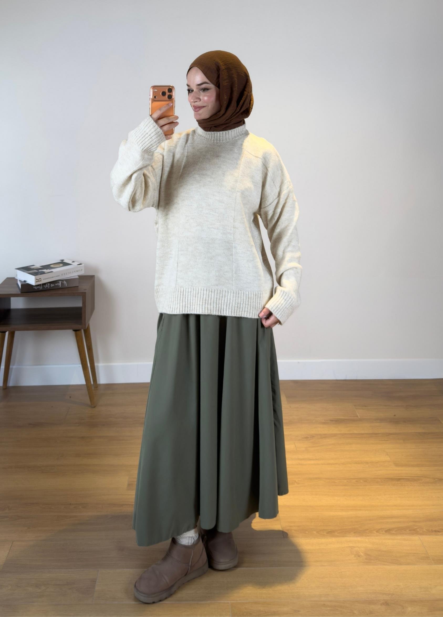 Kare desen Basıc Kazak Bej 