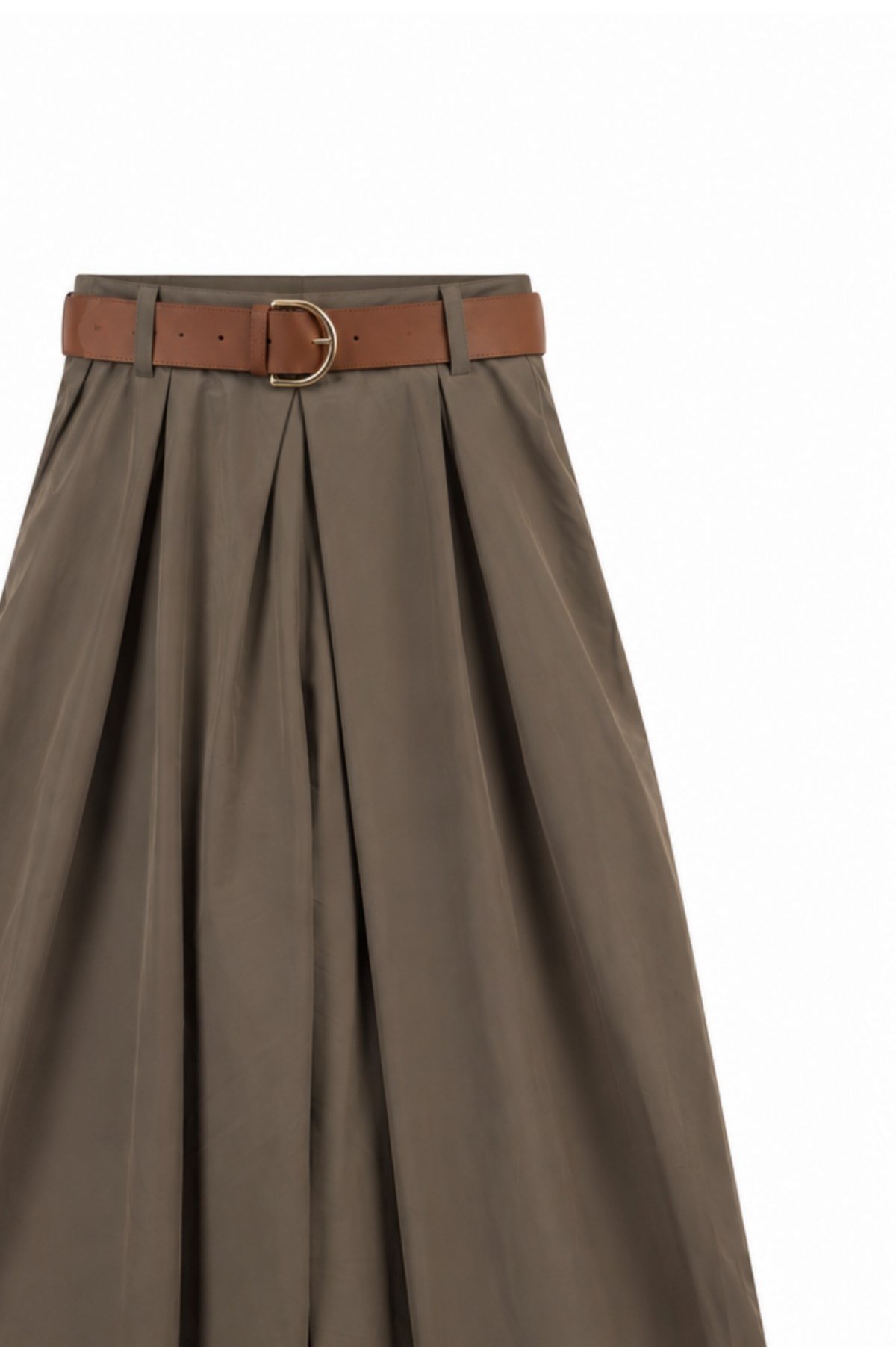 Kemerli Bol Paça Pantolon Haki