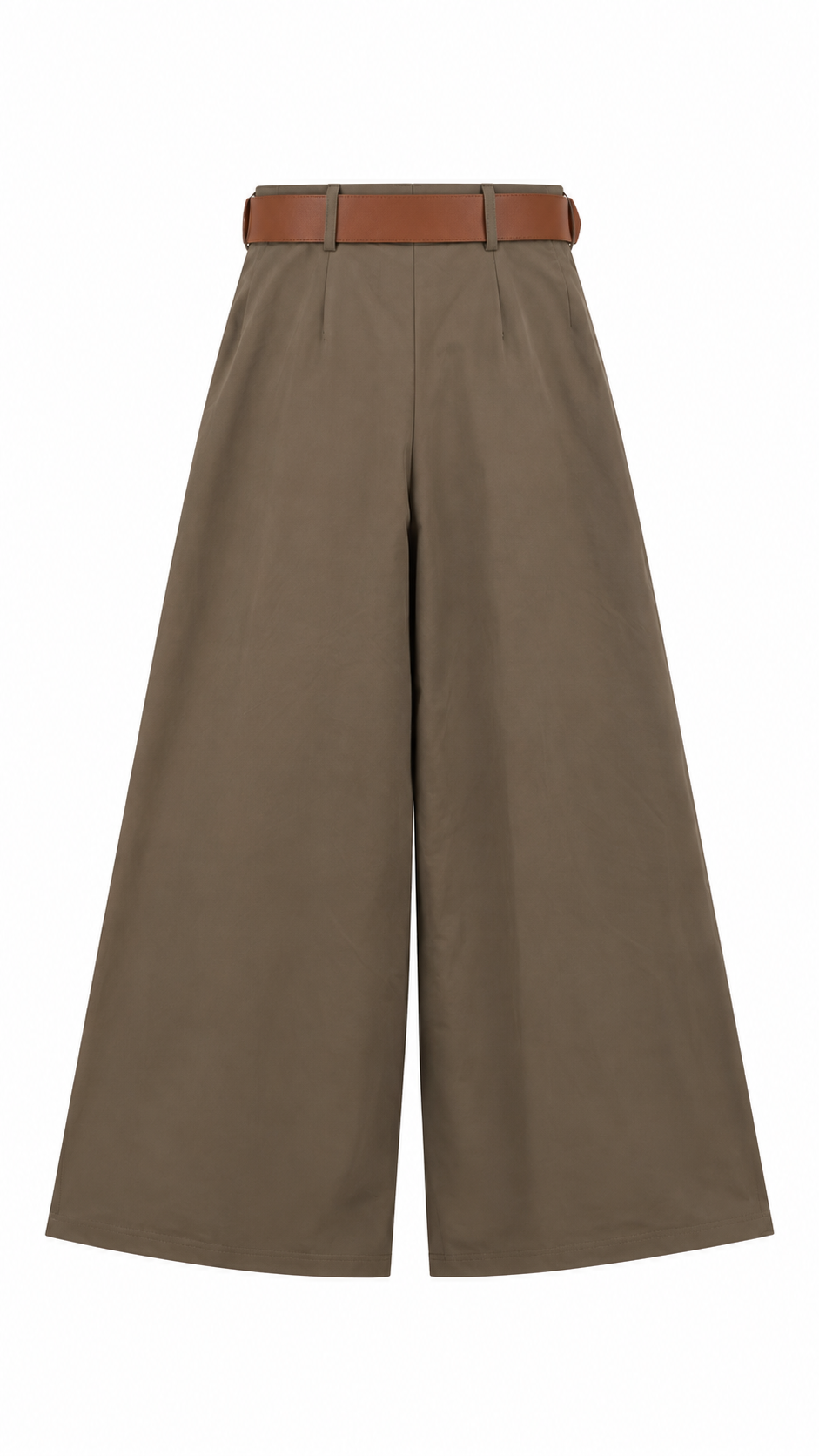 Kemerli Bol Paça Pantolon Haki