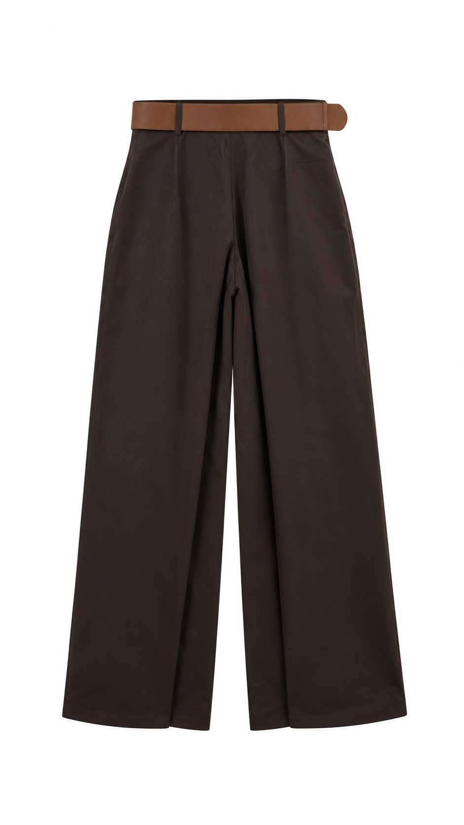 Kemerli Bol Paça Pantolon Kahve 