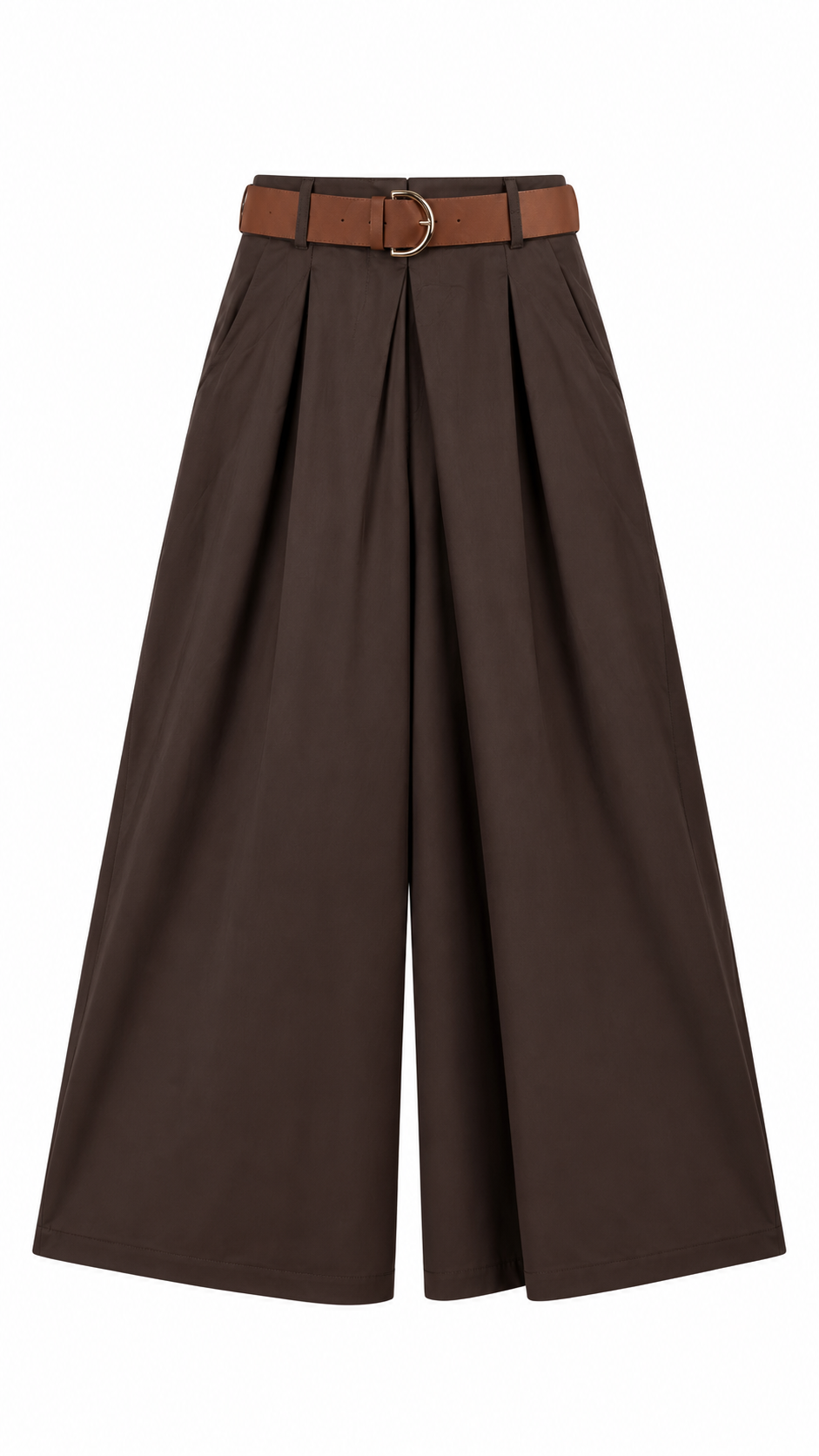 Kemerli Bol Paça Pantolon Kahve 