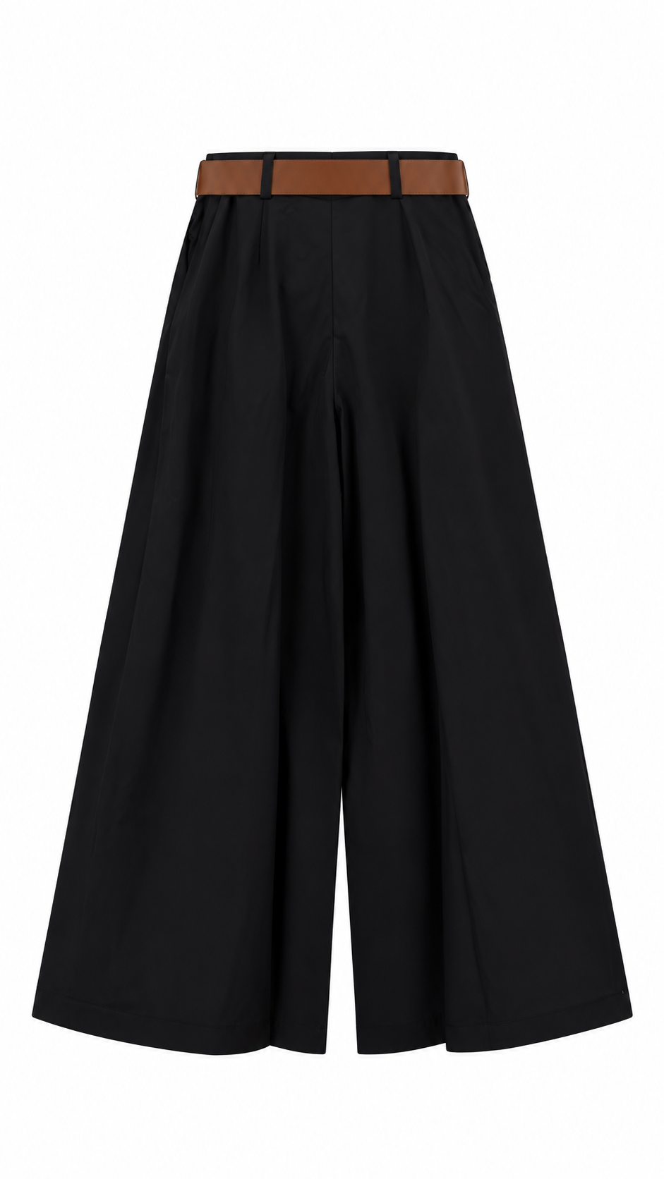 Kemerli Bol Paça Pantolon Siyah 