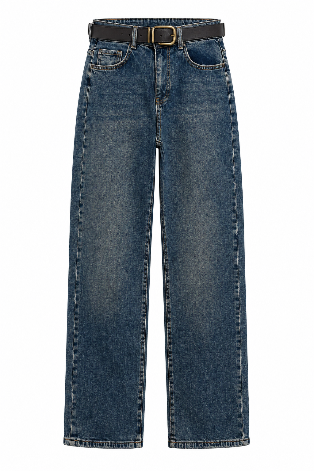 Kemerli Jean Pantolon Mavi