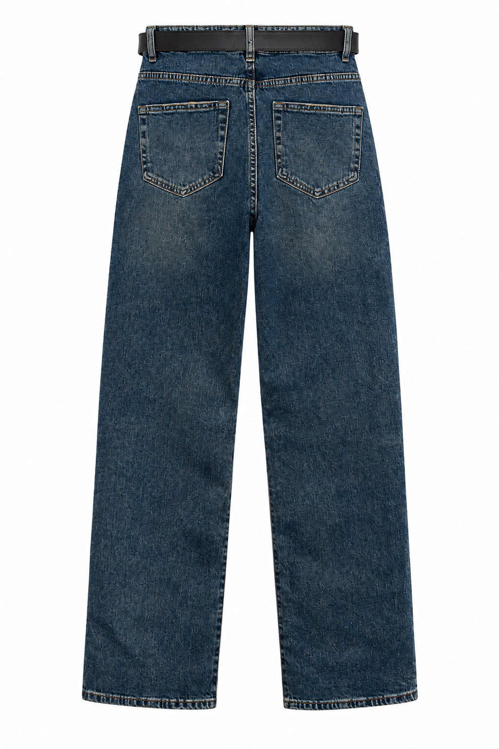 Kemerli Jean Pantolon Mavi