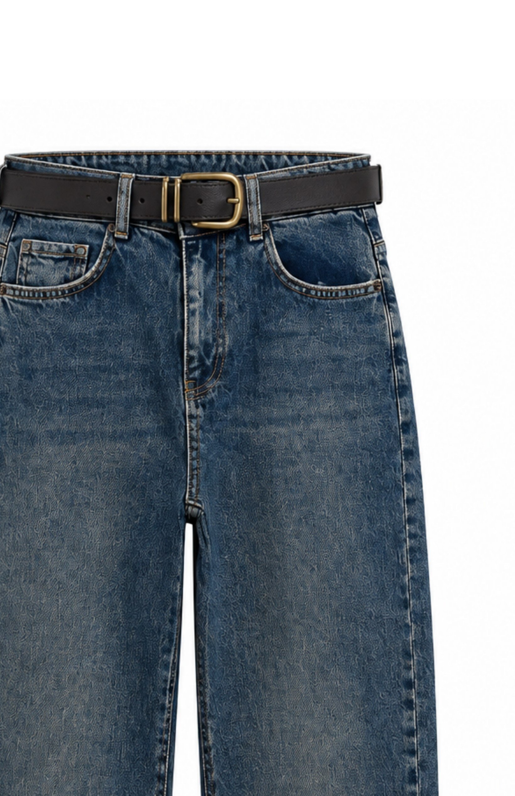 Kemerli Jean Pantolon Mavi