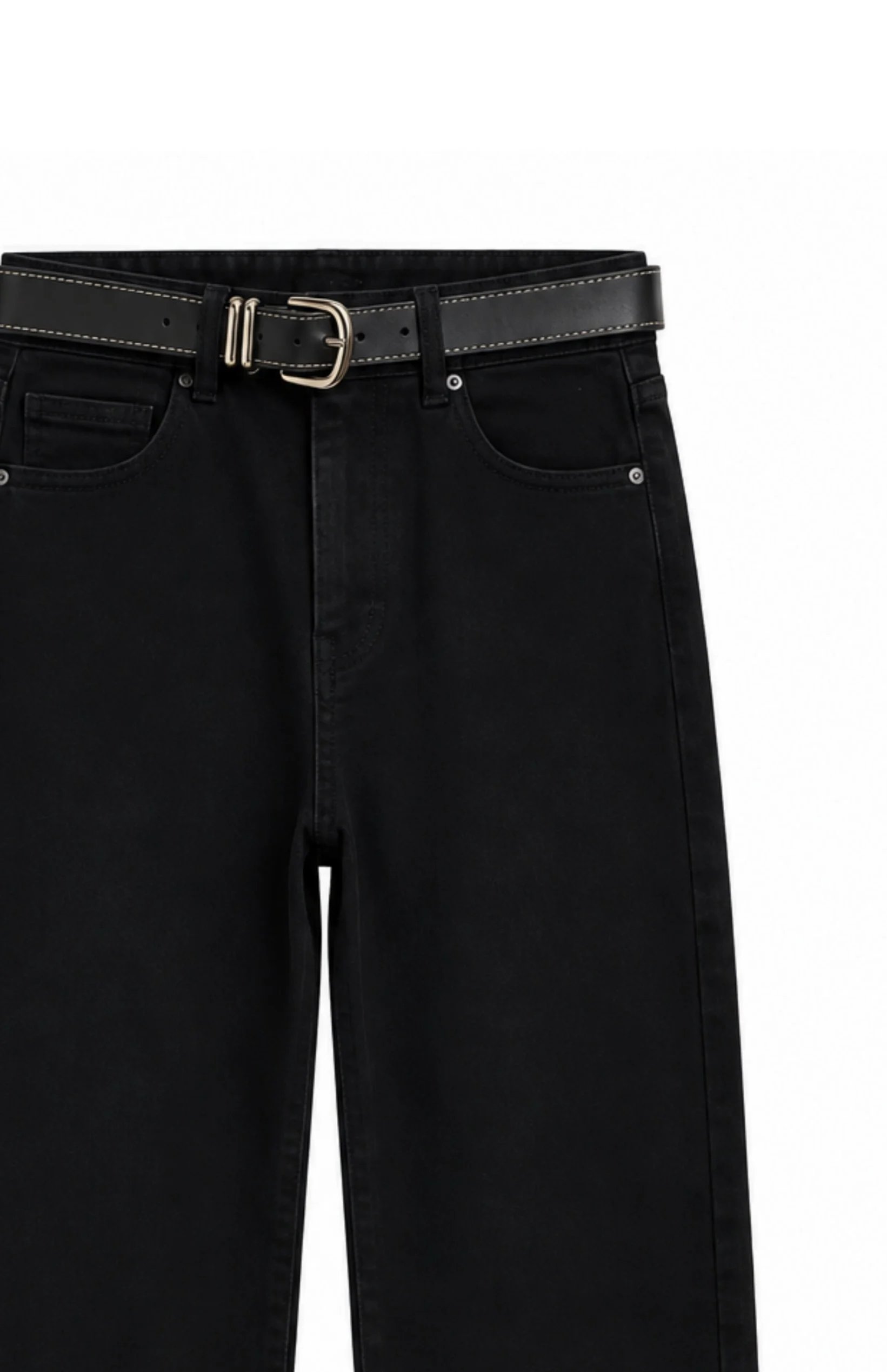 Kemerli Jean Pantolon Siyah