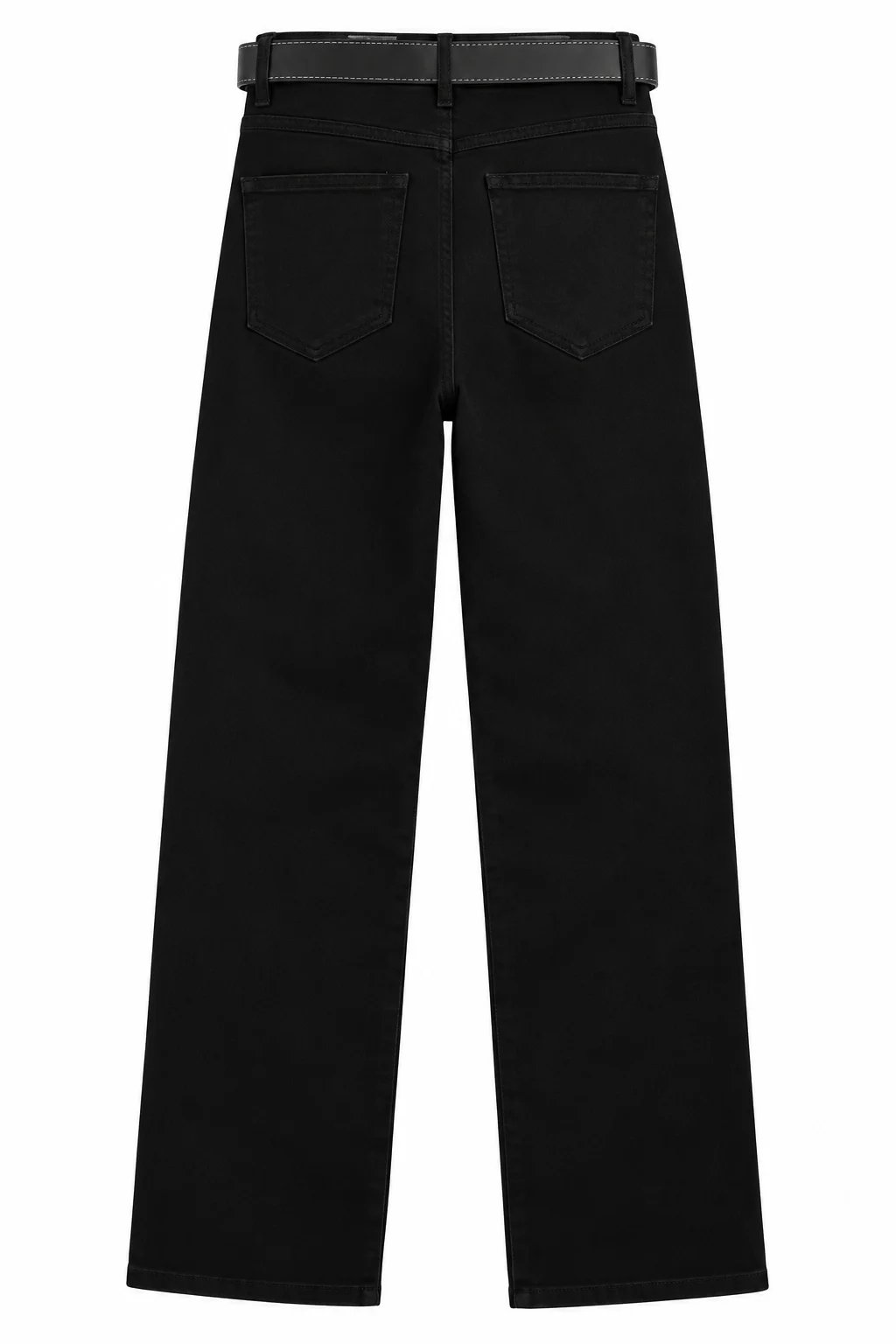 Kemerli Jean Pantolon Siyah