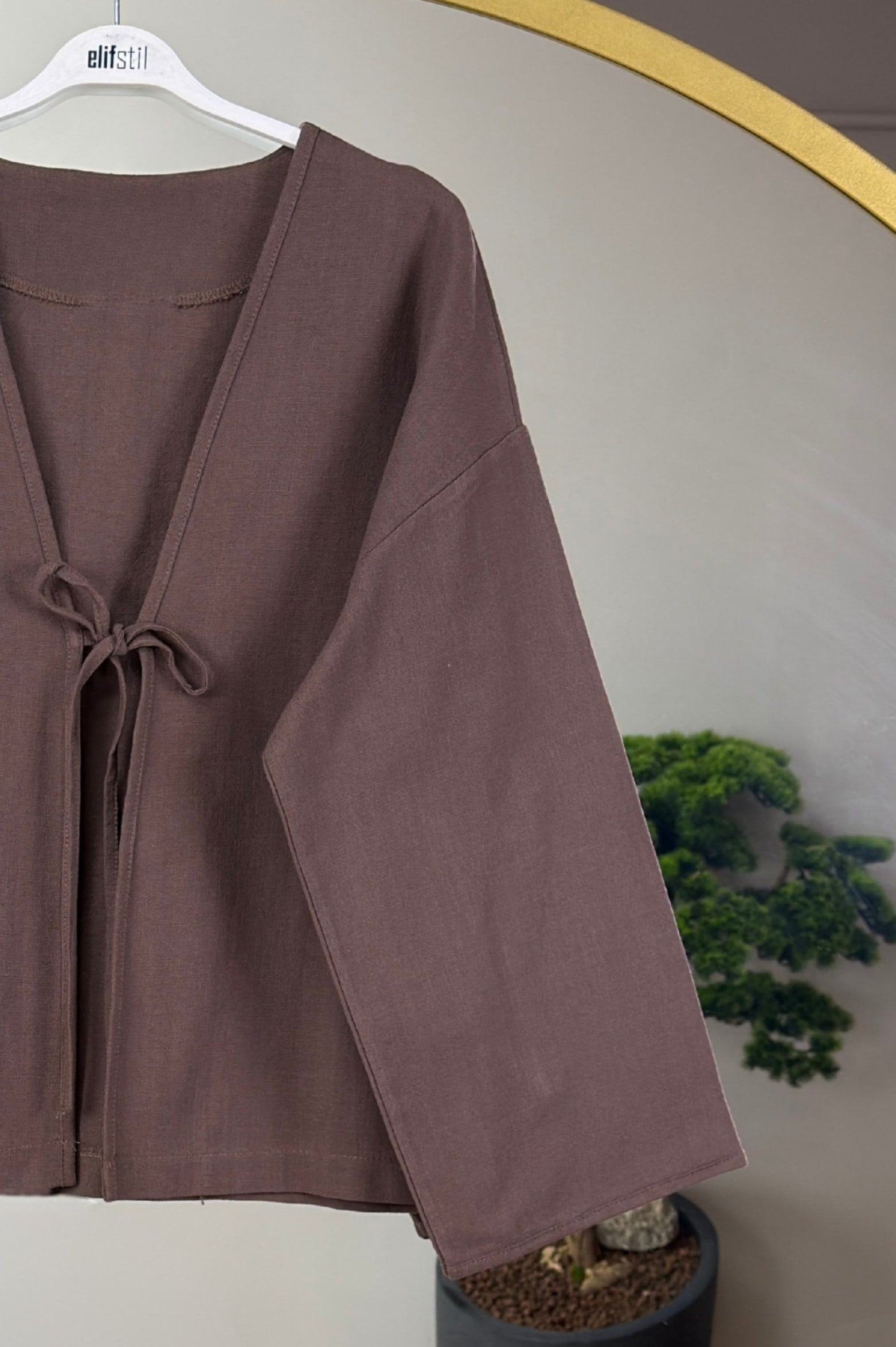 Keten Kimono Kahve 