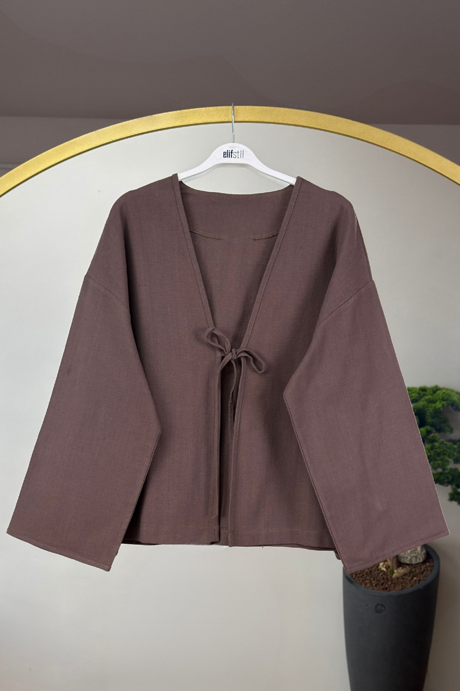 Keten Kimono Kahve 