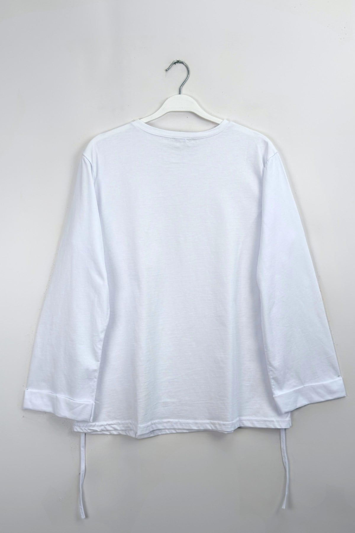 Kolu Katlı Basıc Sweat  Beyaz  