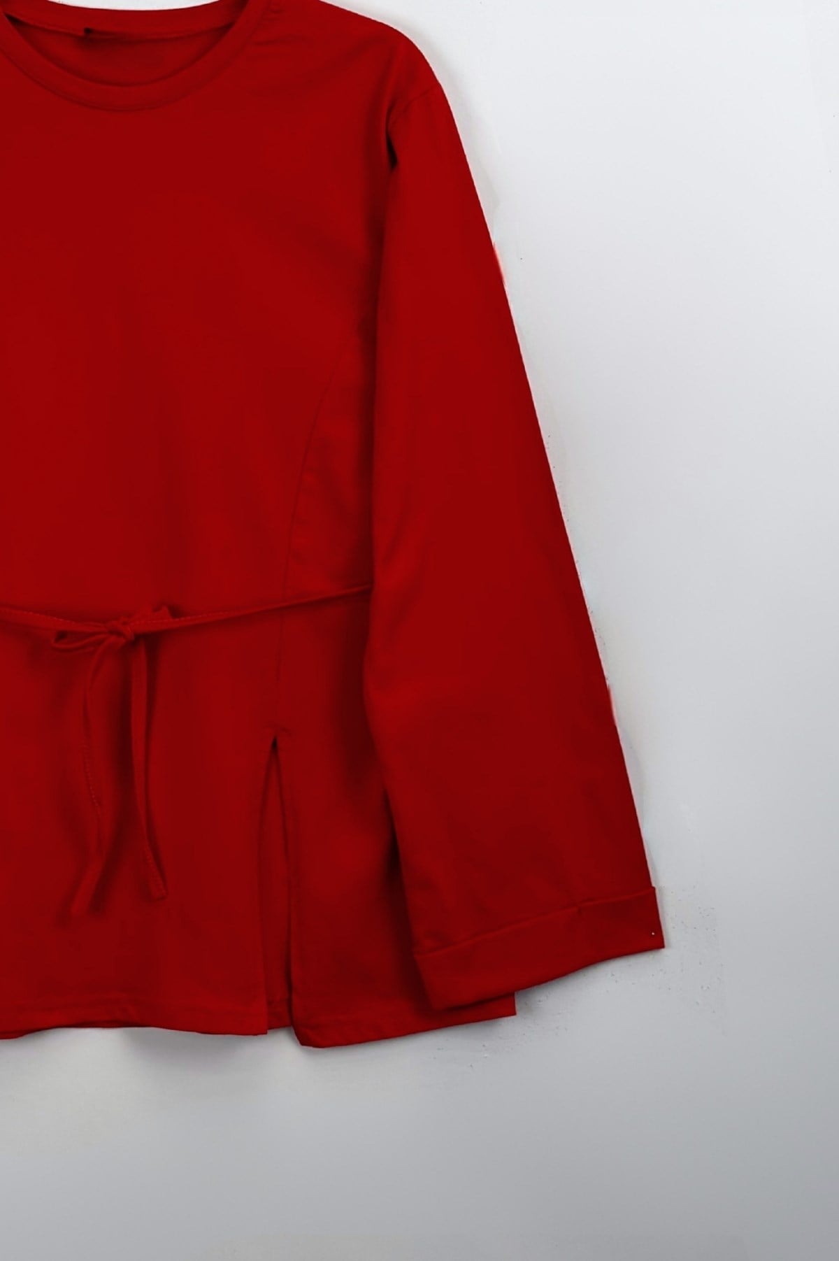Kolu Katlı Basıc Sweat  Kırmızı 