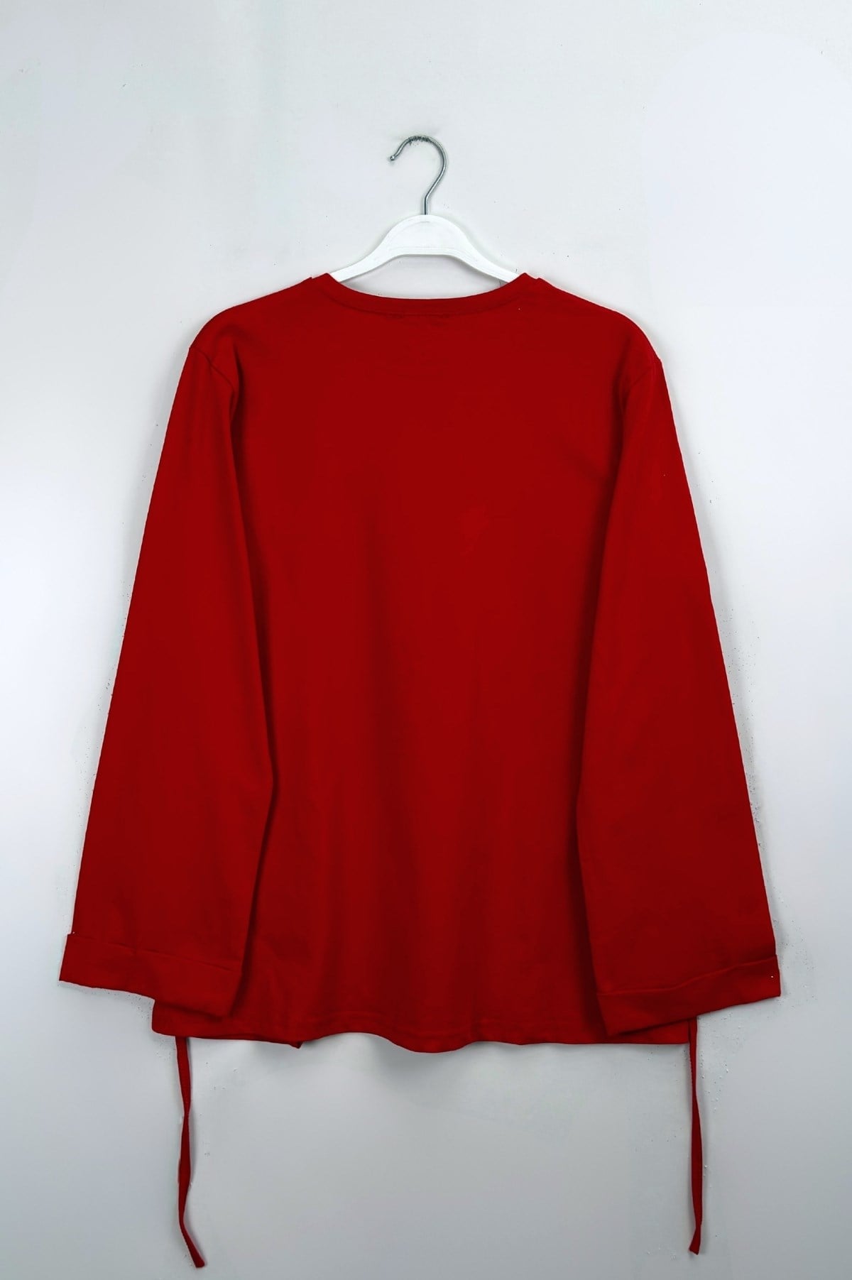 Kolu Katlı Basıc Sweat  Kırmızı 