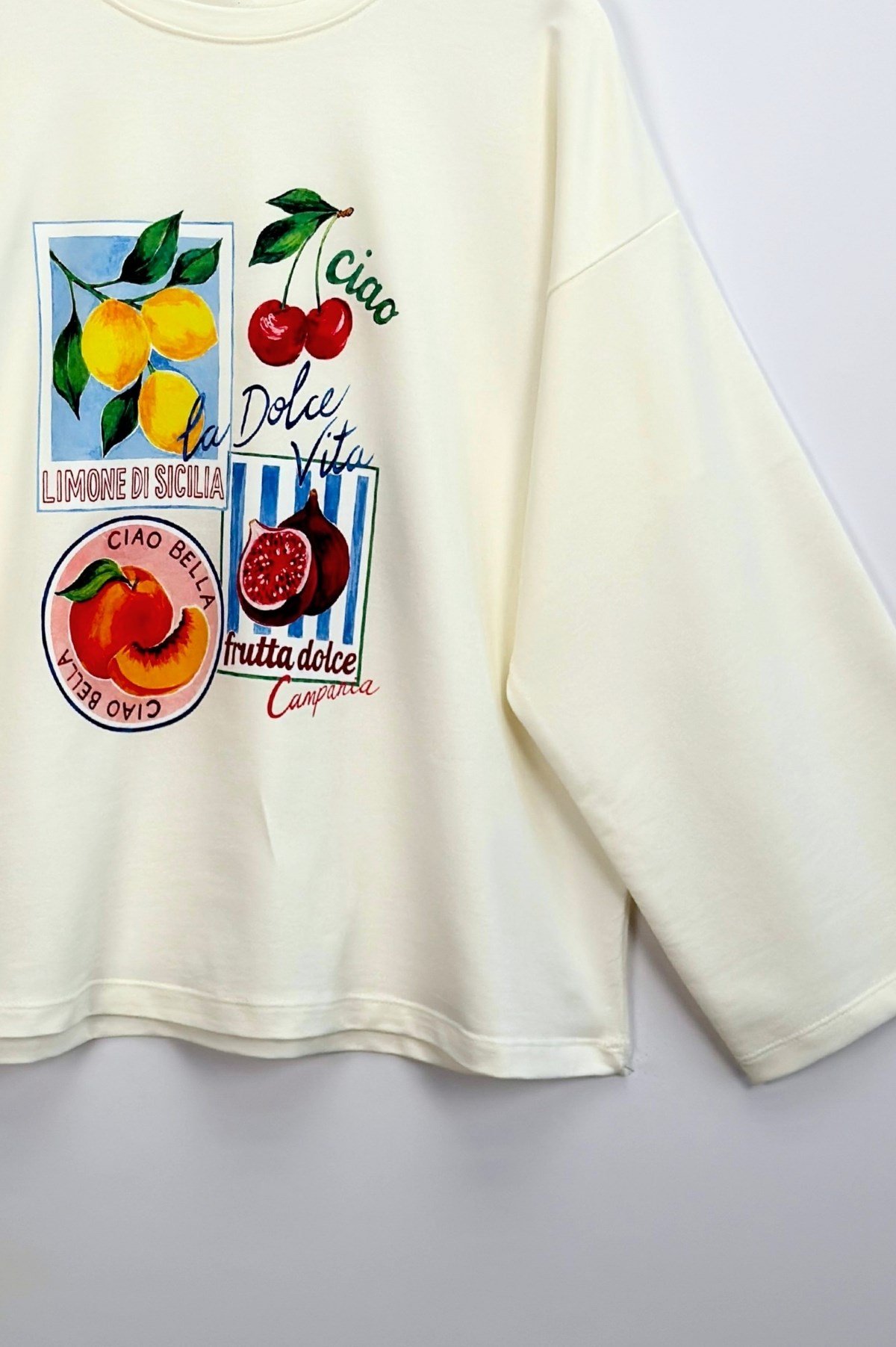 Limon Baskılı Sweatshirt Ekru