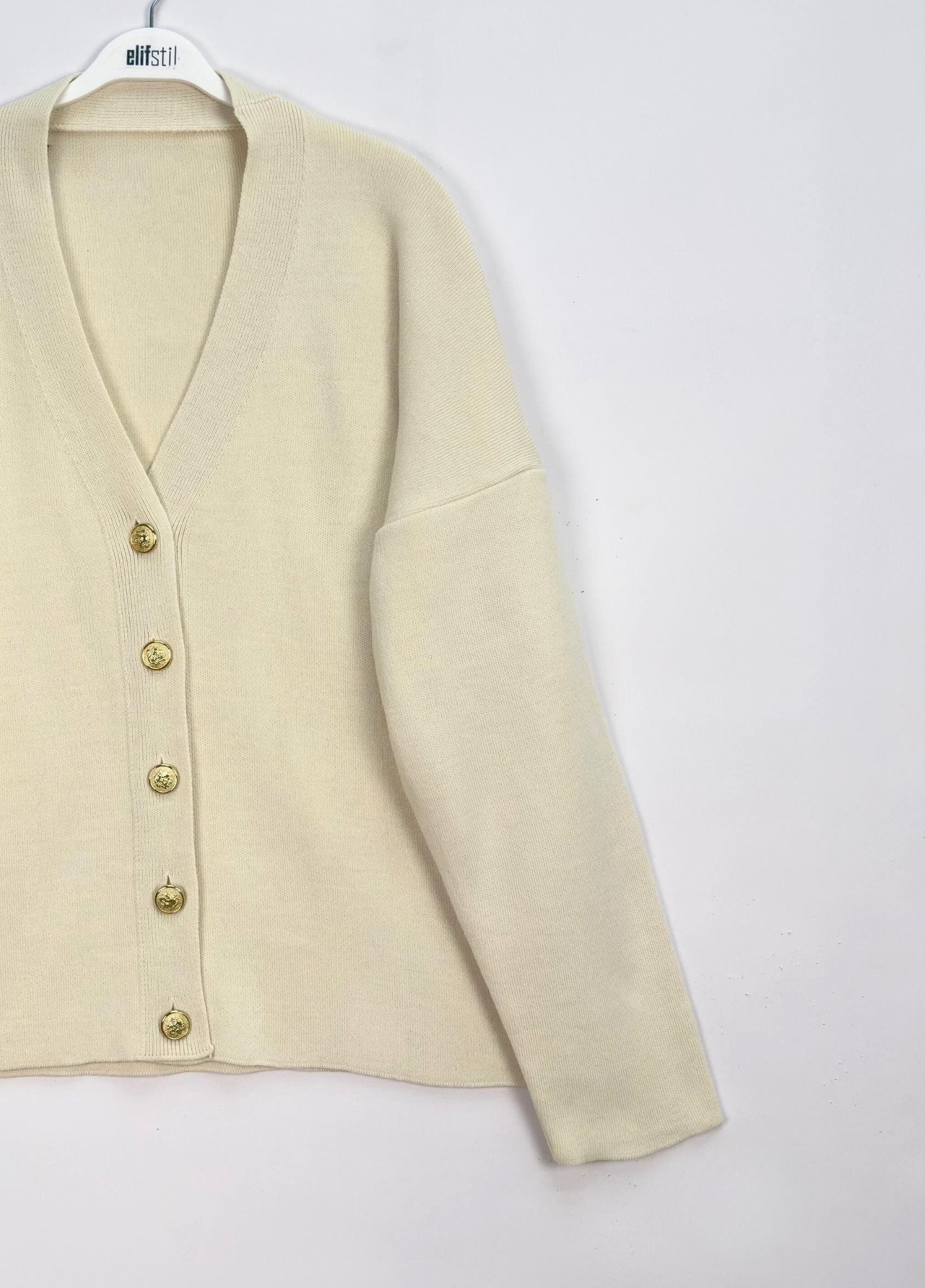 Liya Düğmeli Hırka Bej