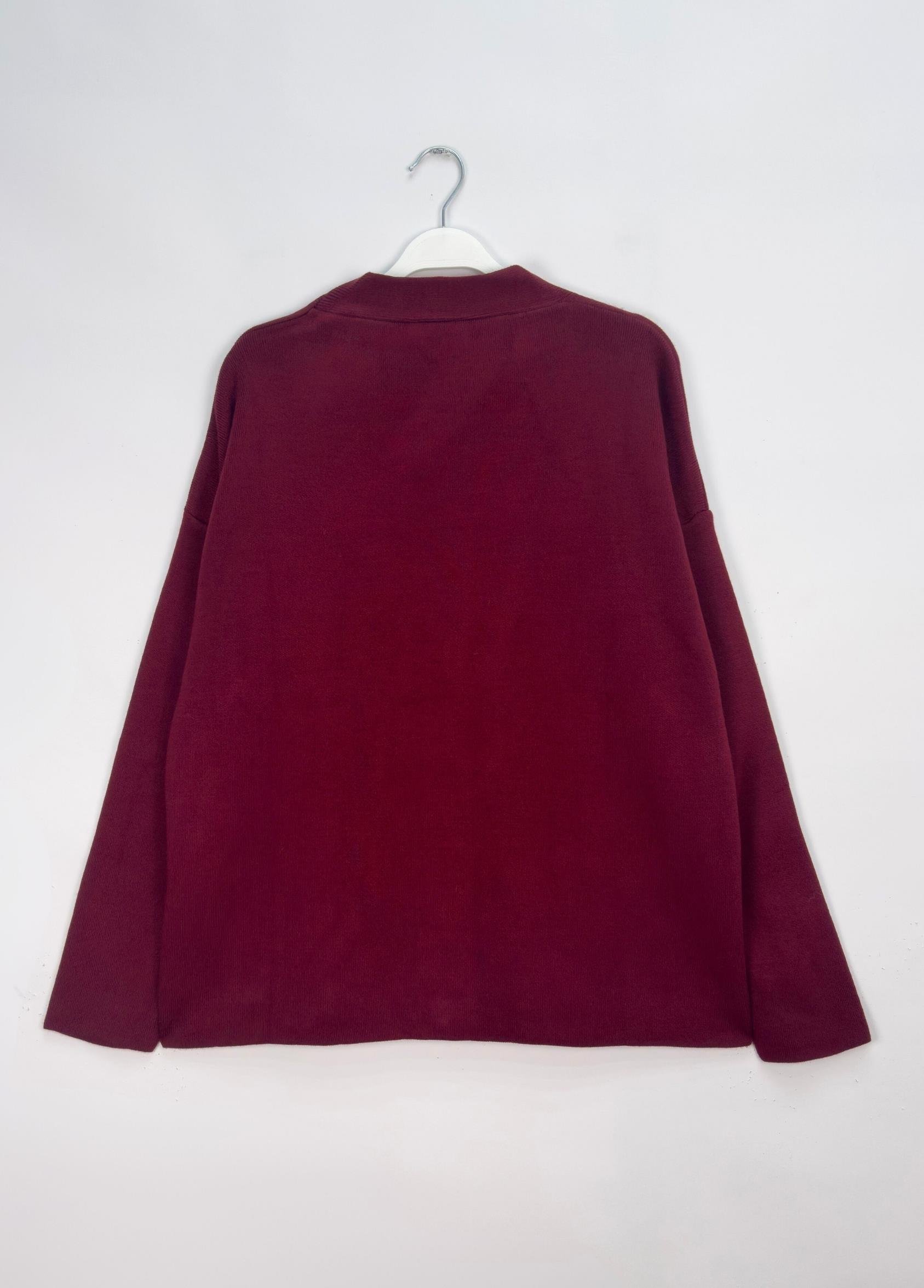 Liya Düğmeli Hırka Bordo